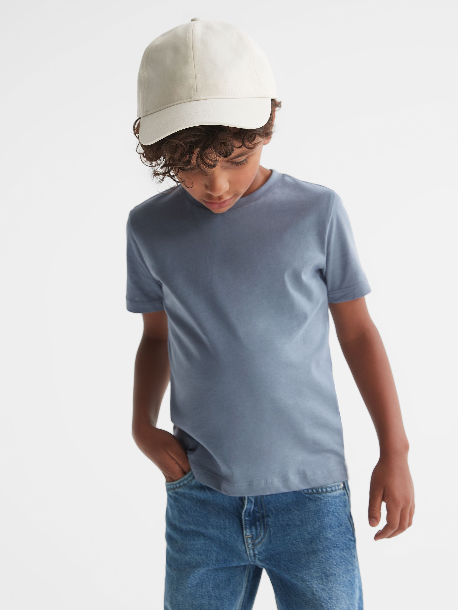 3-9 yrs Crew Neck T-Shirt in Ashley Blue - Image 1 of 6