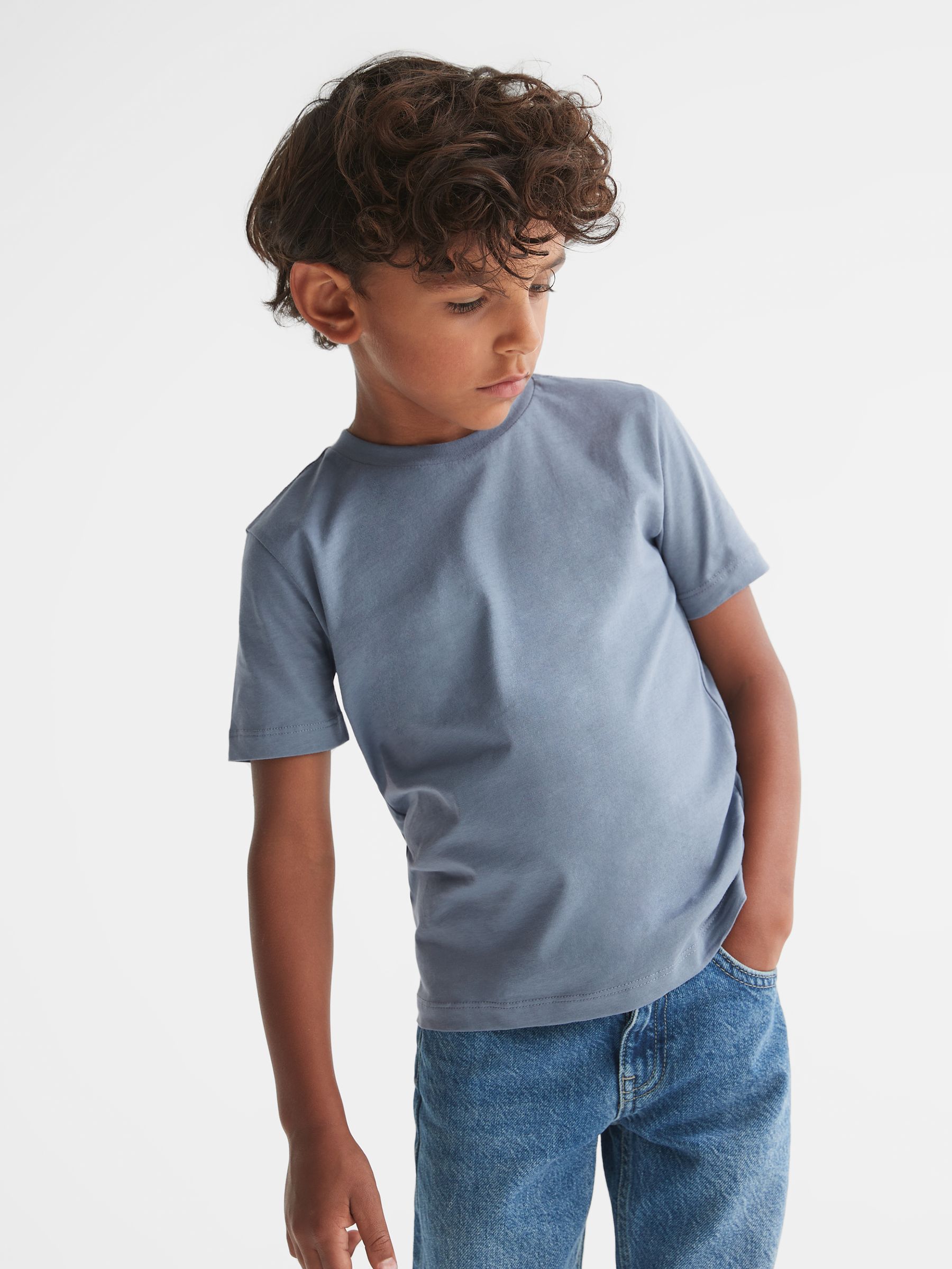 3-9 yrs Crew Neck T-Shirt in Ashley Blue - Image 3 of 6
