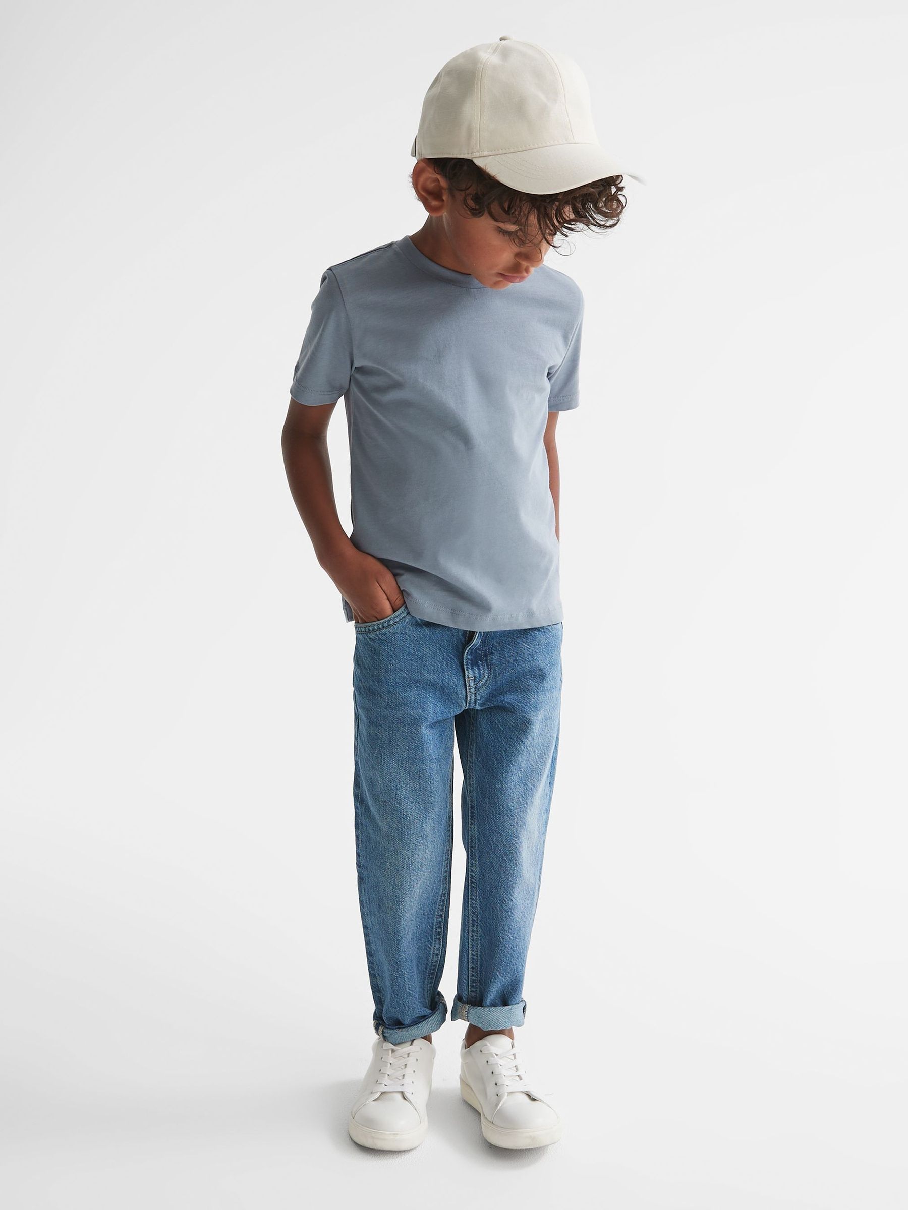 3-9 yrs Crew Neck T-Shirt in Ashley Blue - Image 4 of 6