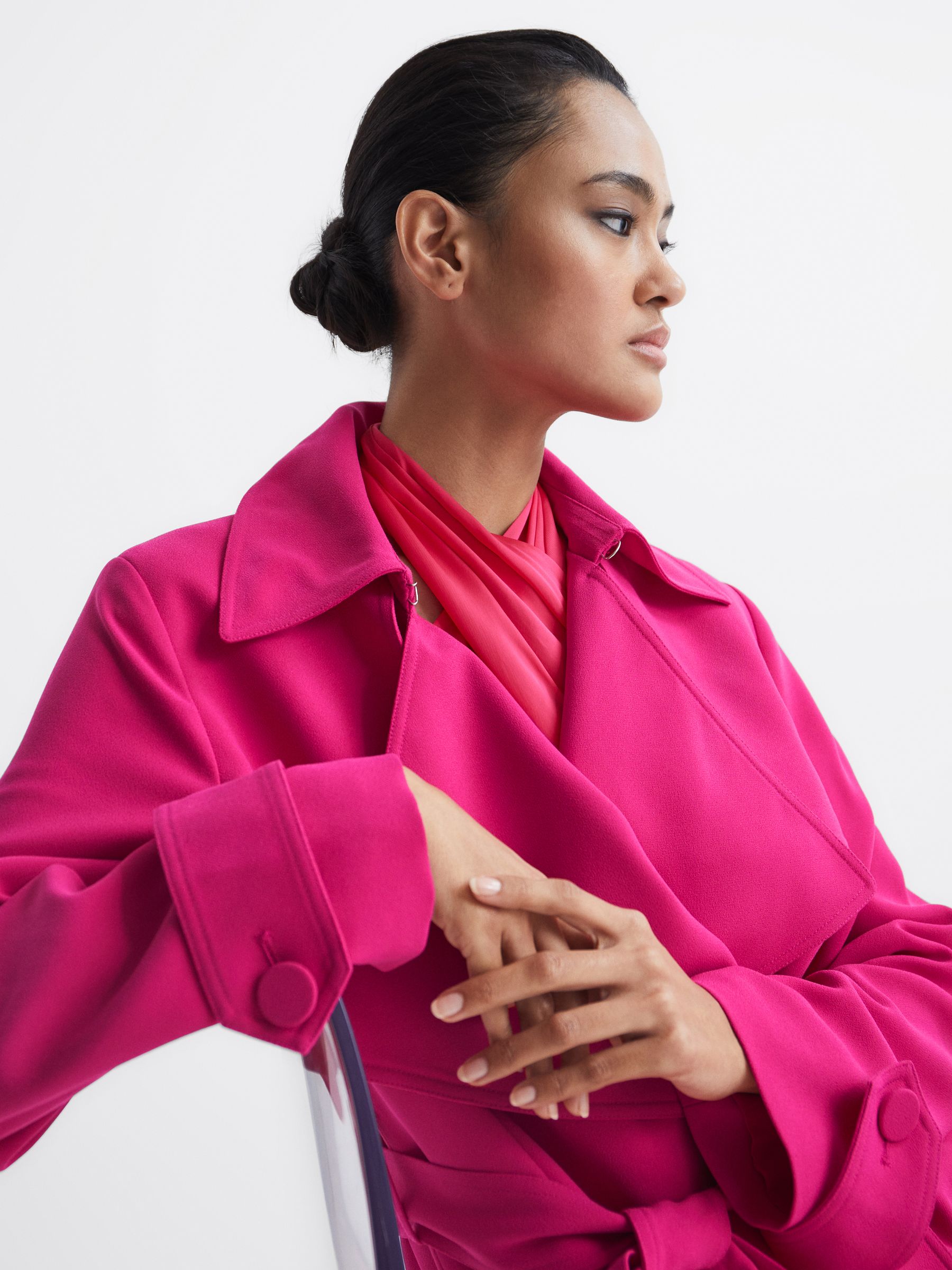 Belted Trench Coat in Pink - Image 4 of 7
