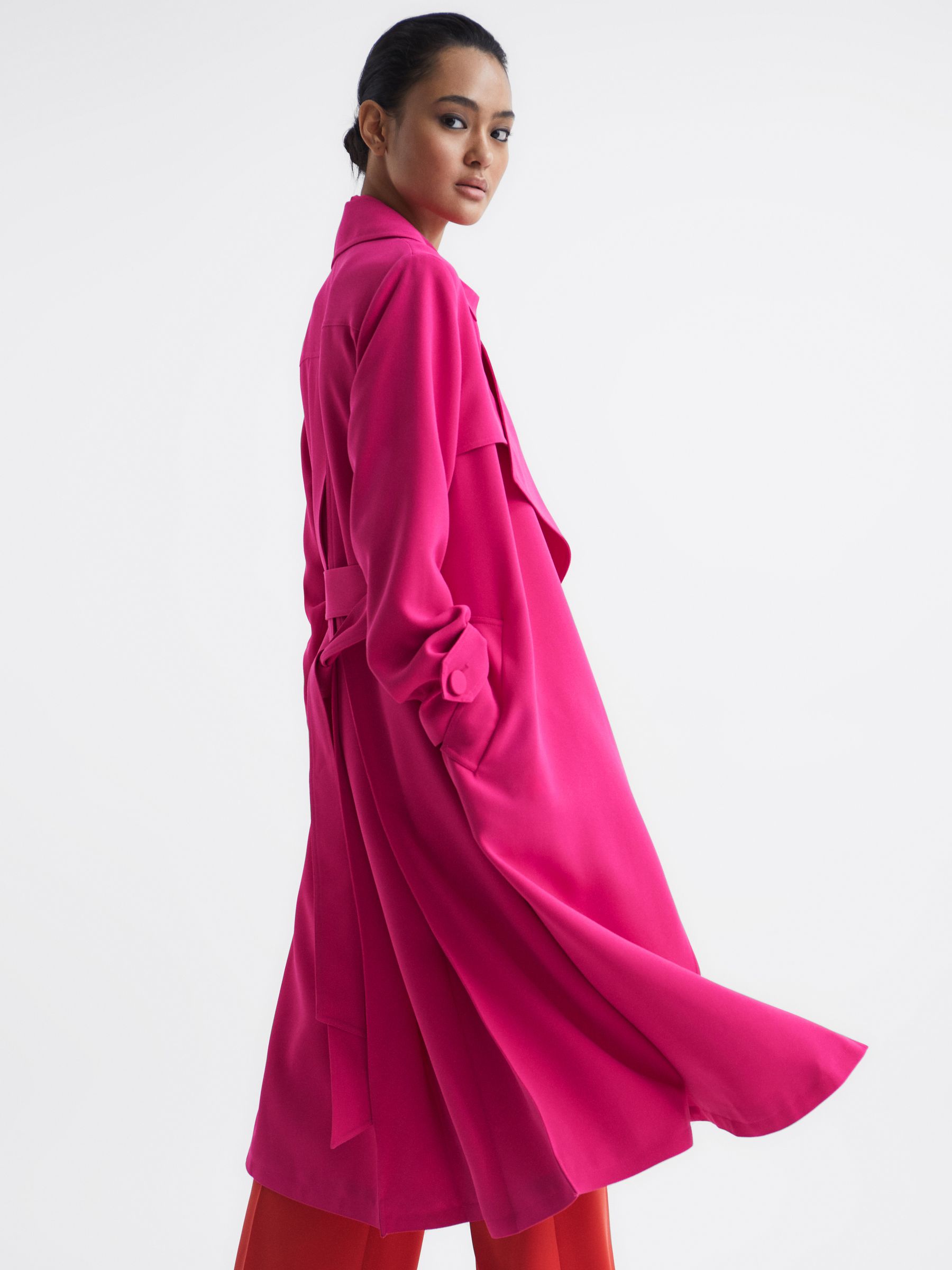 Belted Trench Coat in Pink - Image 7 of 7