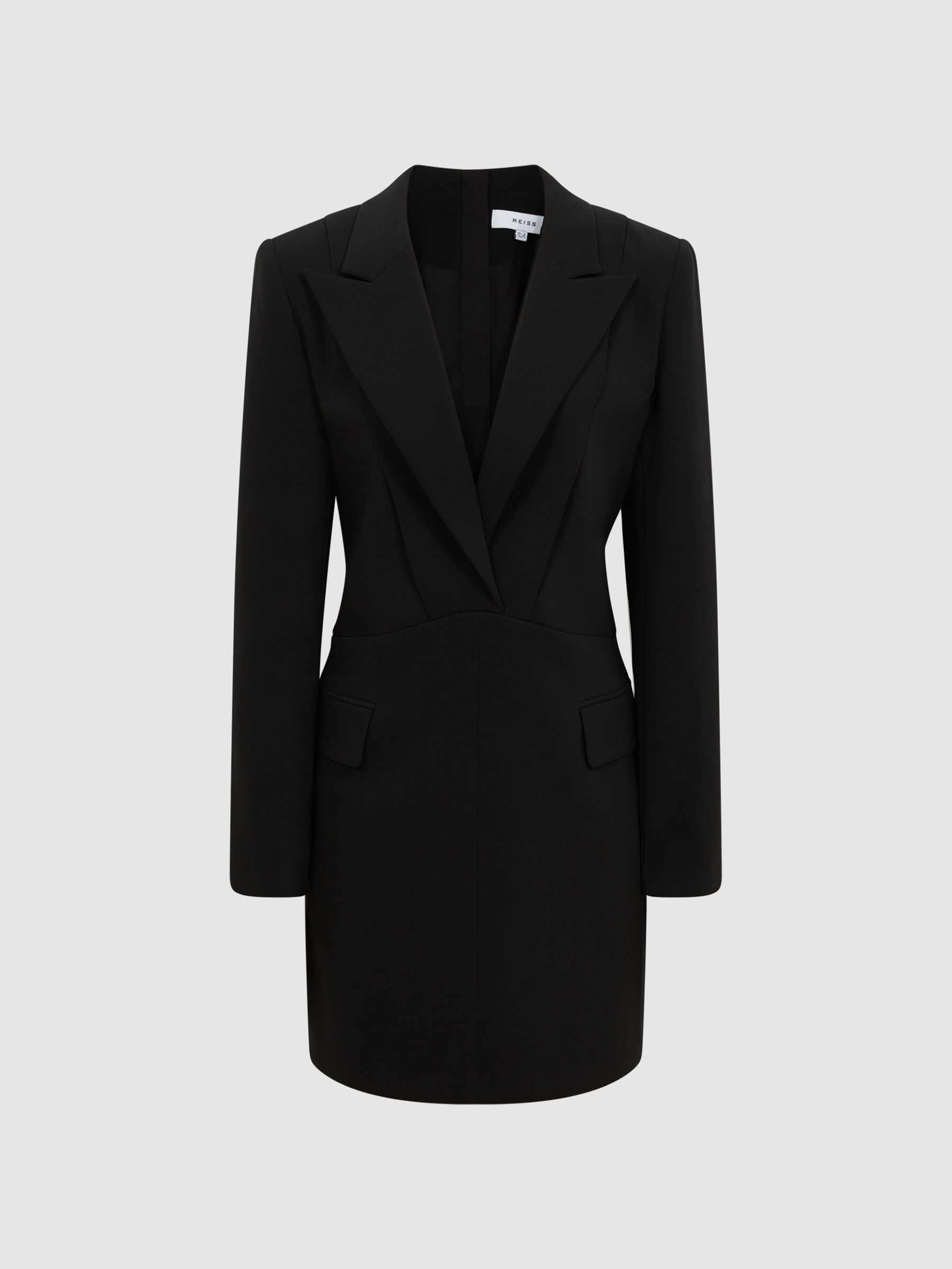 Plunge Tuxedo Mini Dress in Black - Image 2 of 6 Plunge Tuxedo Mini Dress in Black - Image 2 of 6