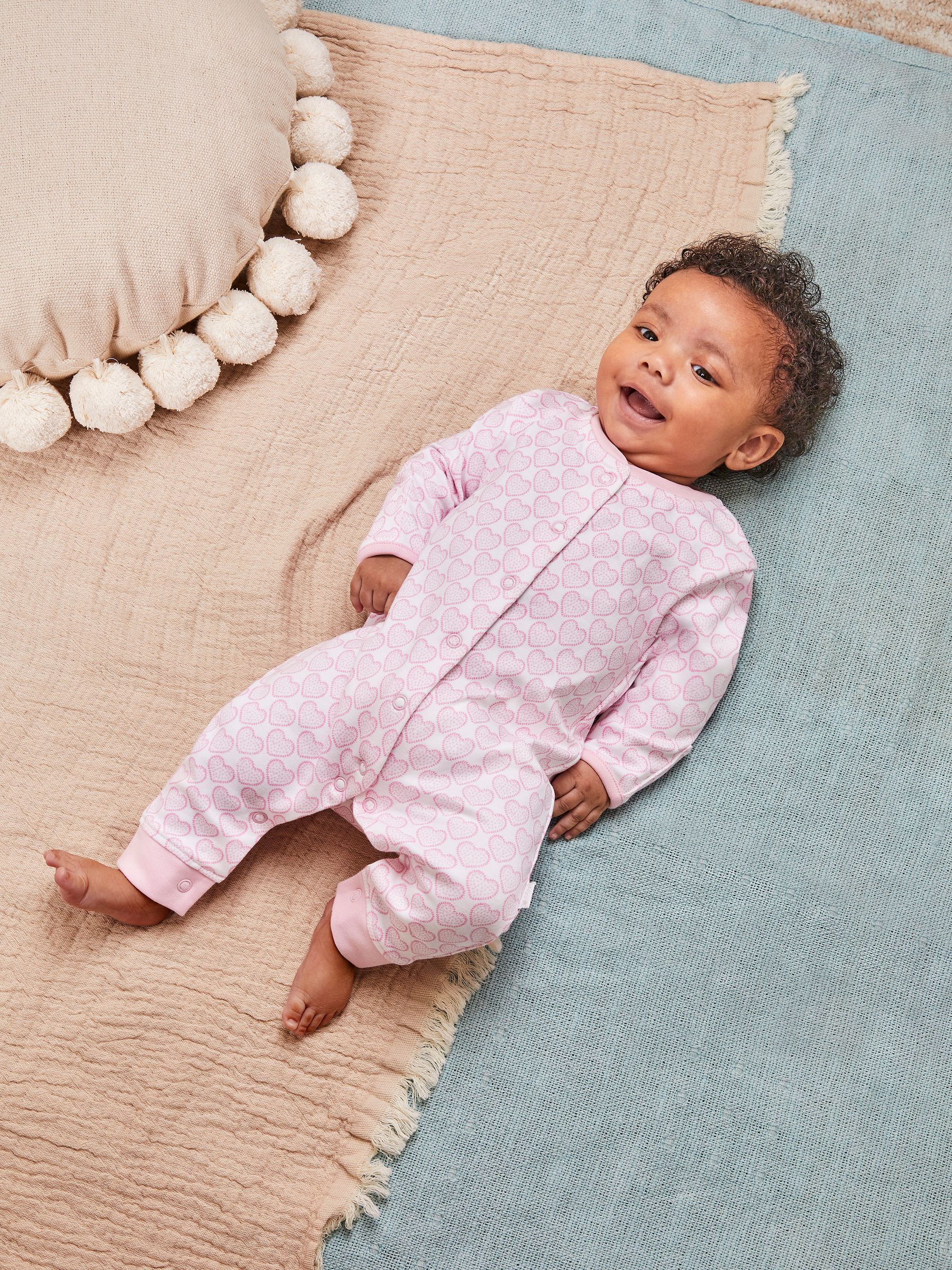 Pink Heart Footless Sleepsuit - Image 1 of 5