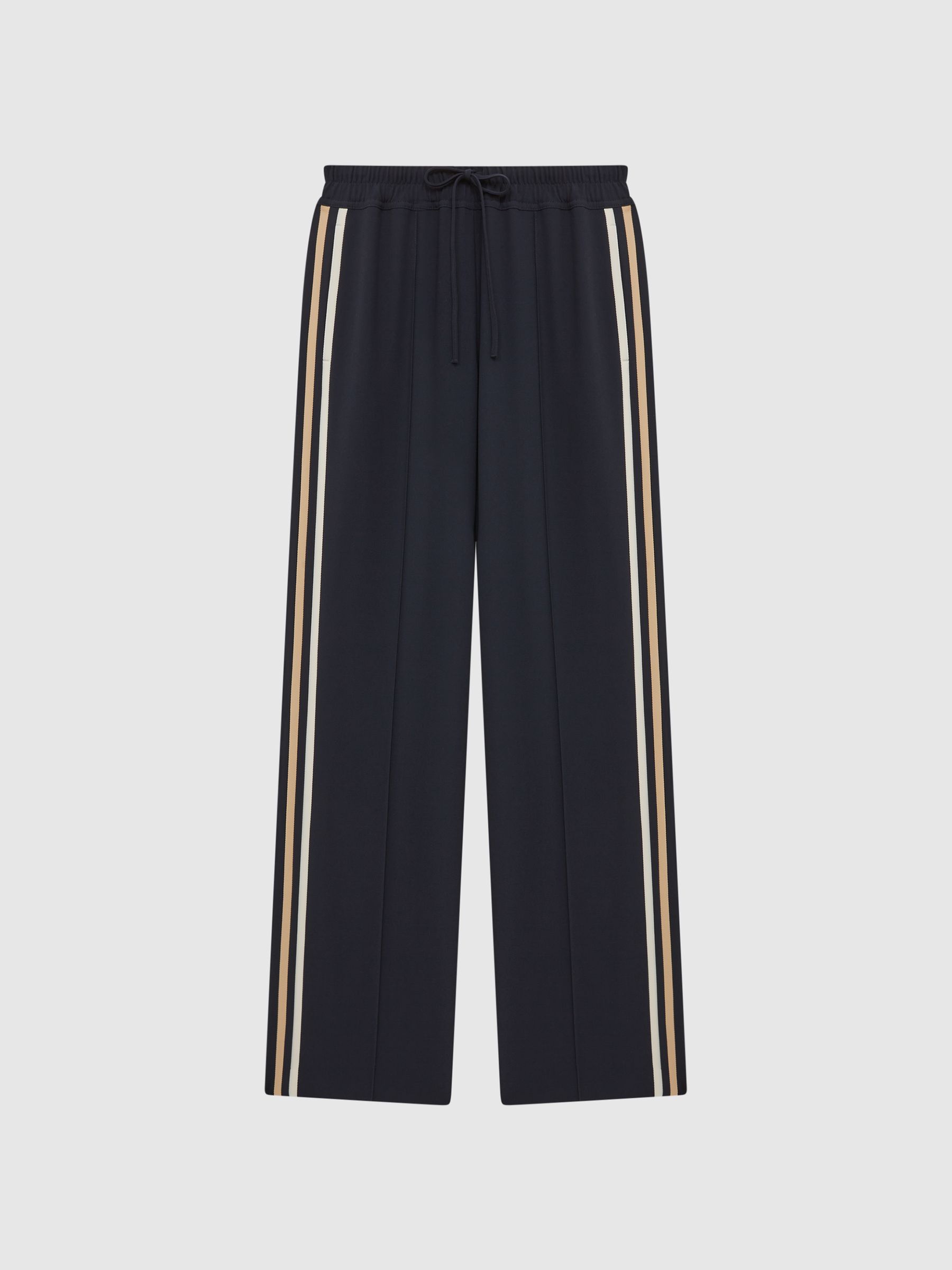 Wide Leg Pull On Trousers in Navy - Image 2 of 7