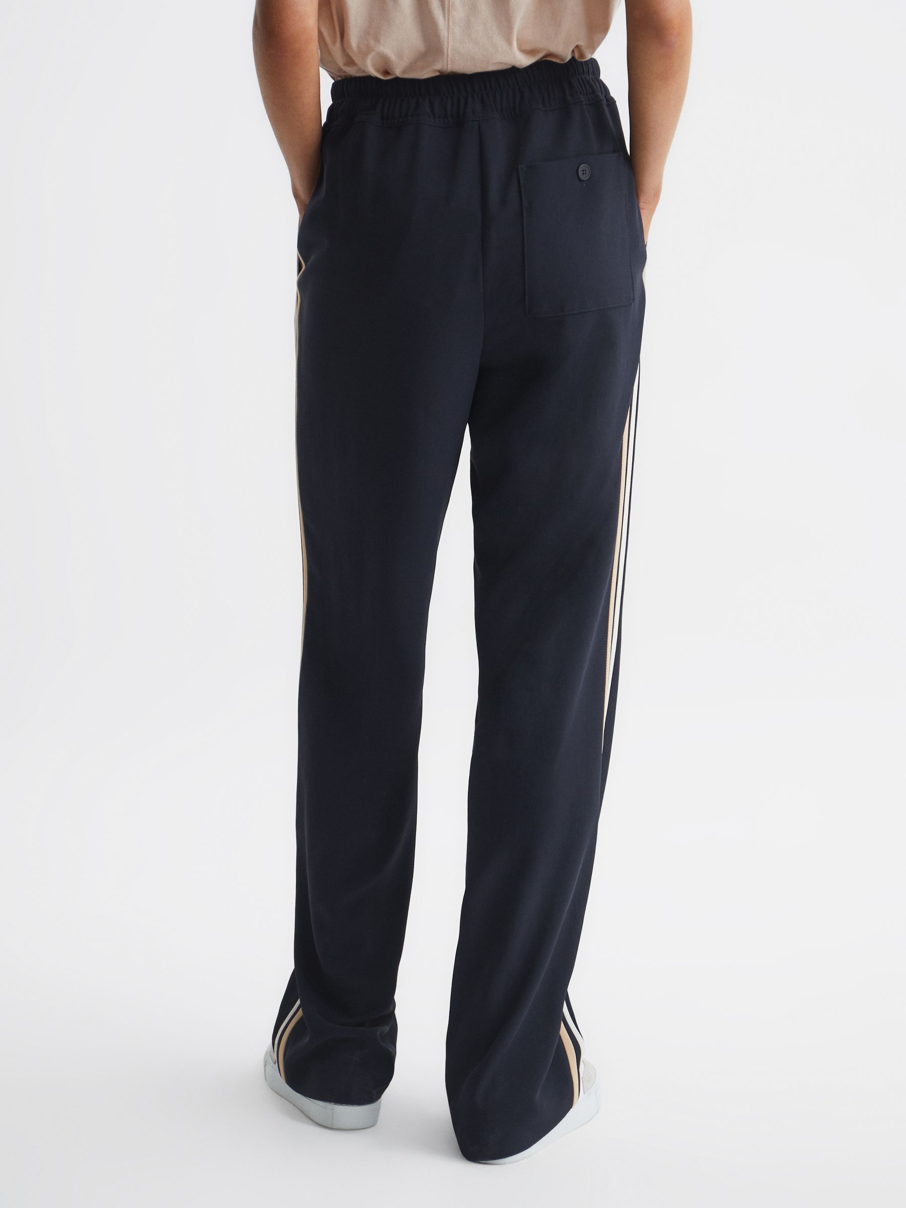 Wide Leg Pull On Trousers in Navy - Image 5 of 7