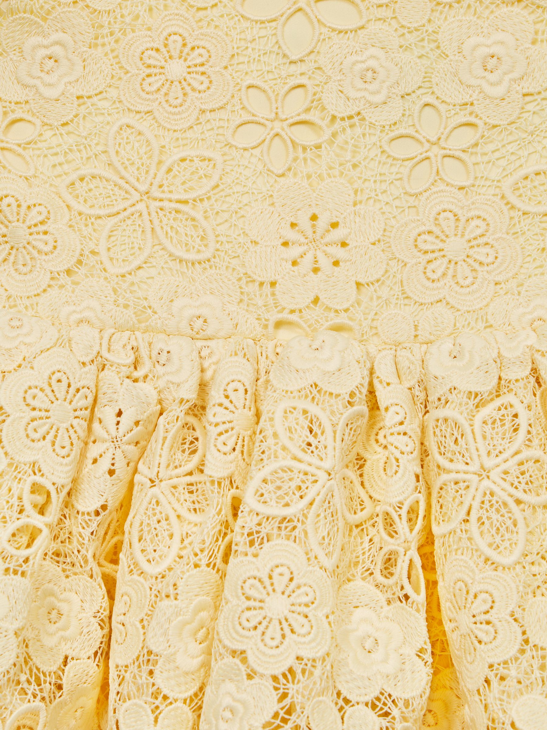 9-12 yrs Bow Strap Lace Dress in Lemon - Image 6 of 6