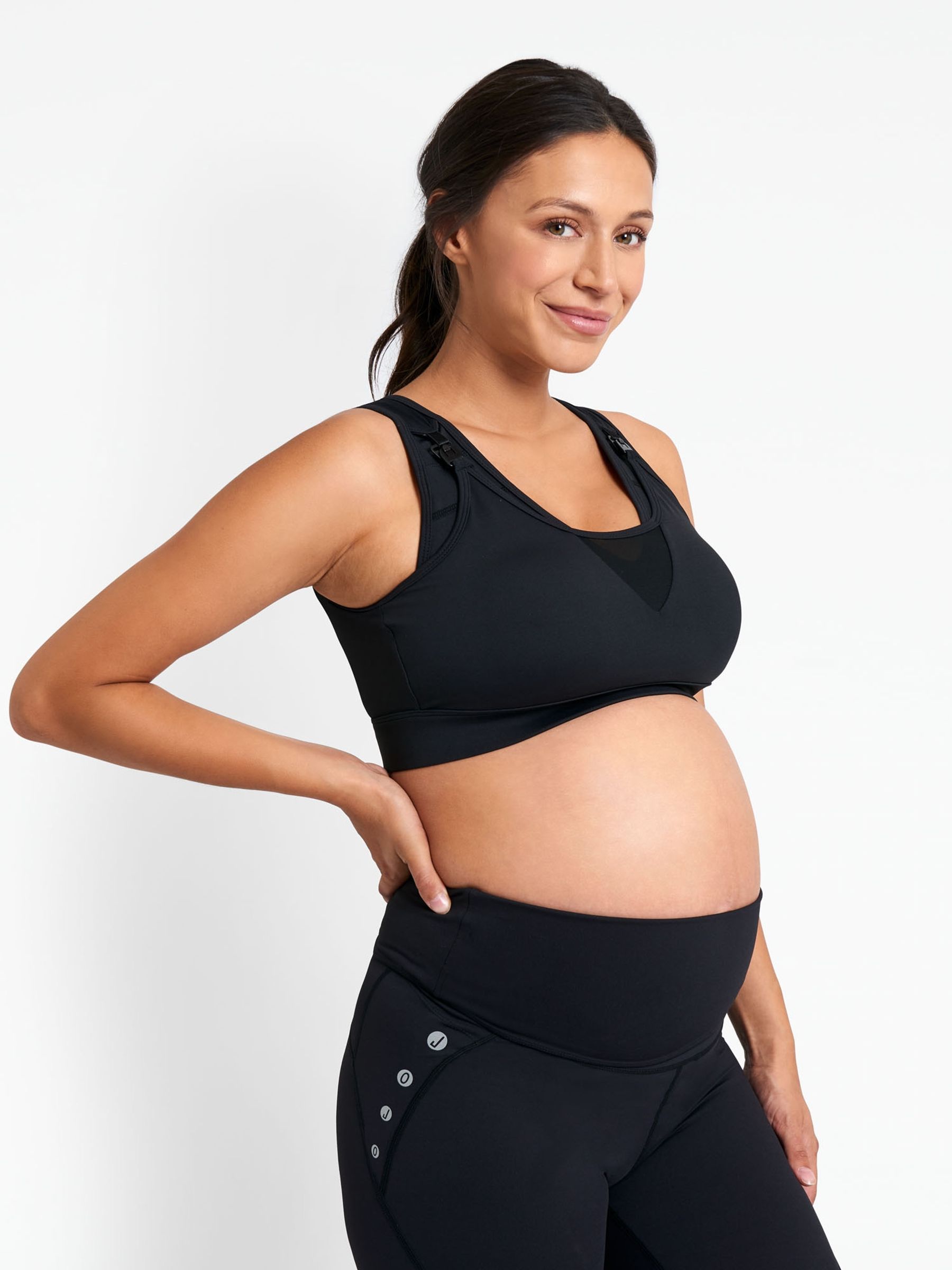 Mid-Impact Maternity & Nursing Sports Bra in Black - Image 1 of 6
