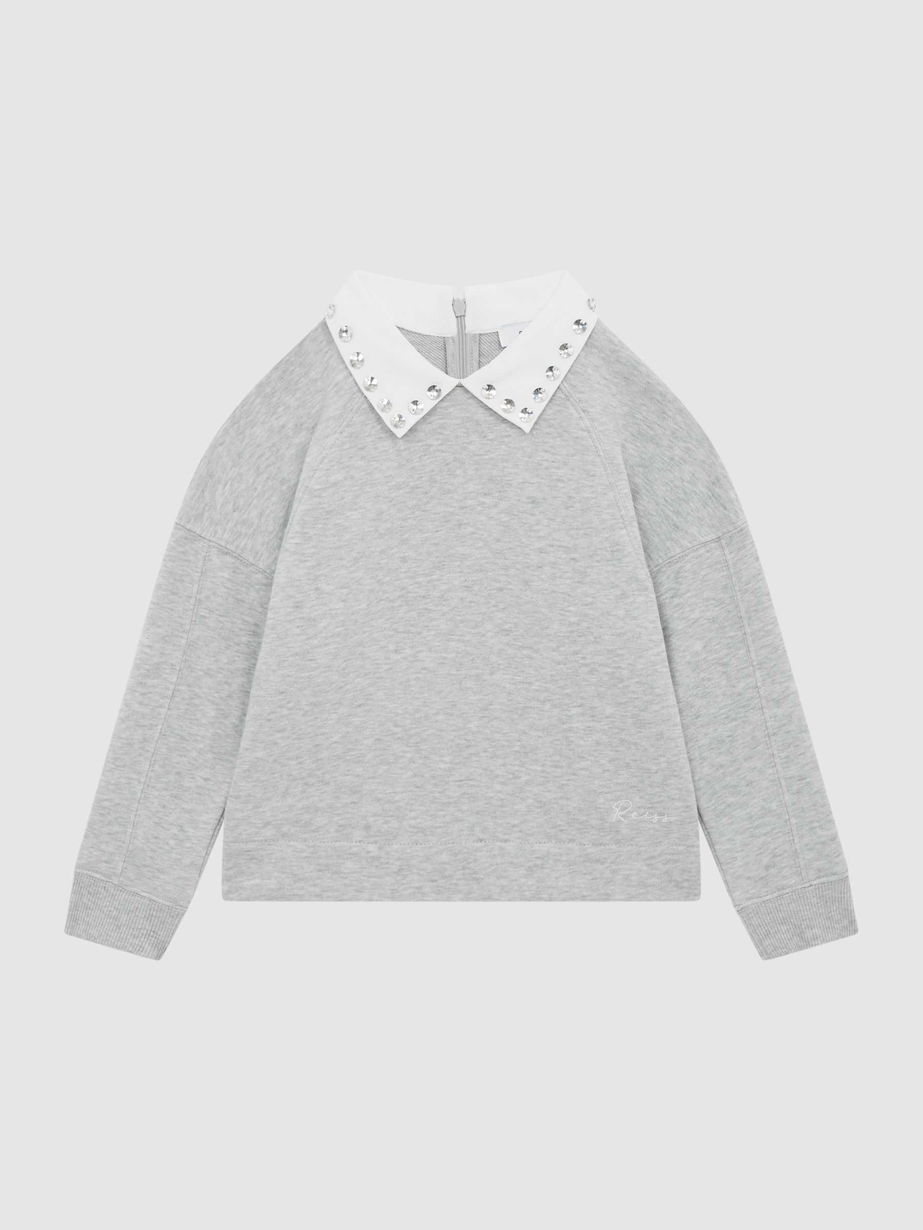 Senior Diamante Collar Sweater in Grey Marl - Image 2 of 7