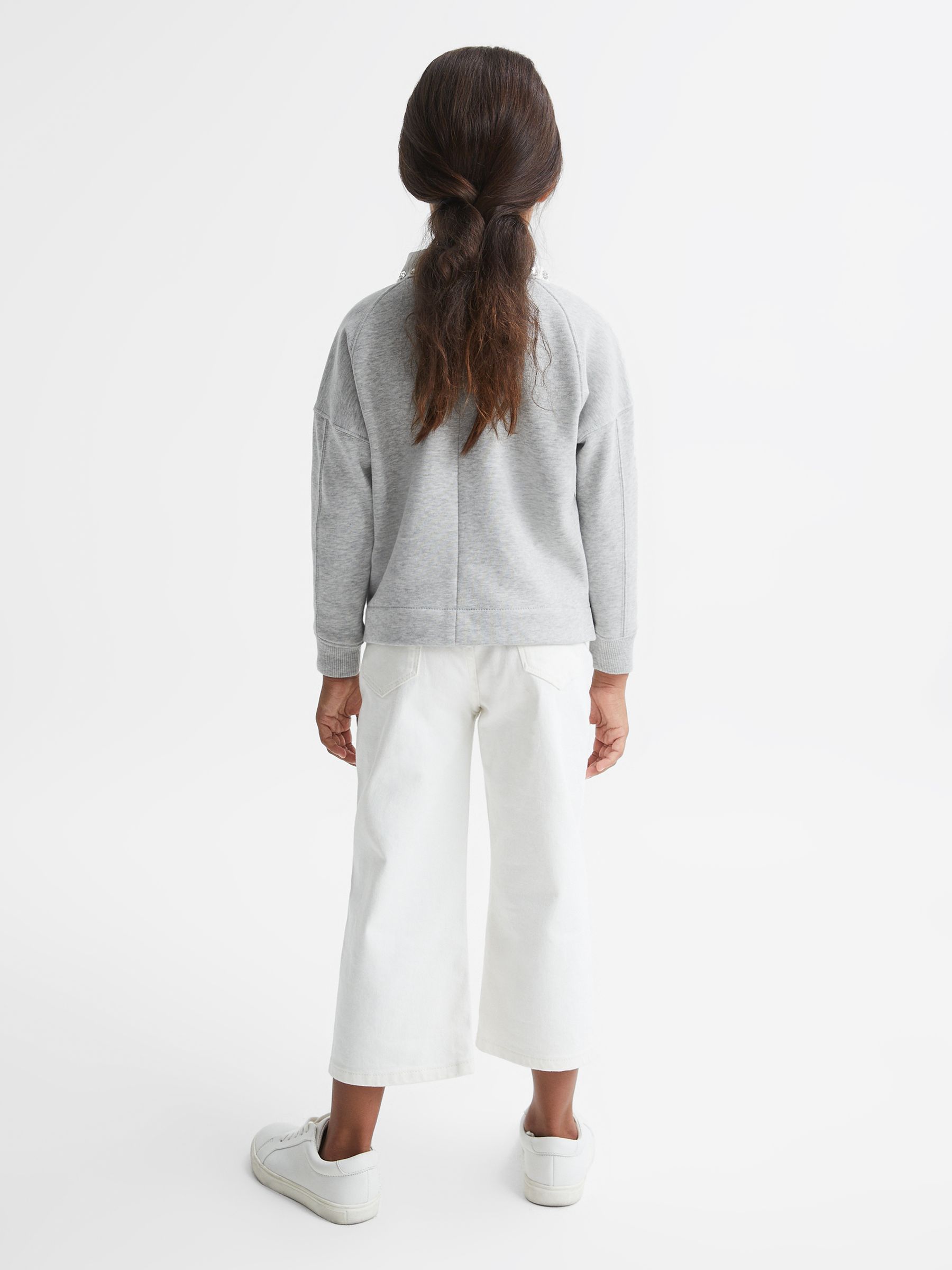 Senior Diamante Collar Sweater in Grey Marl - Image 5 of 7