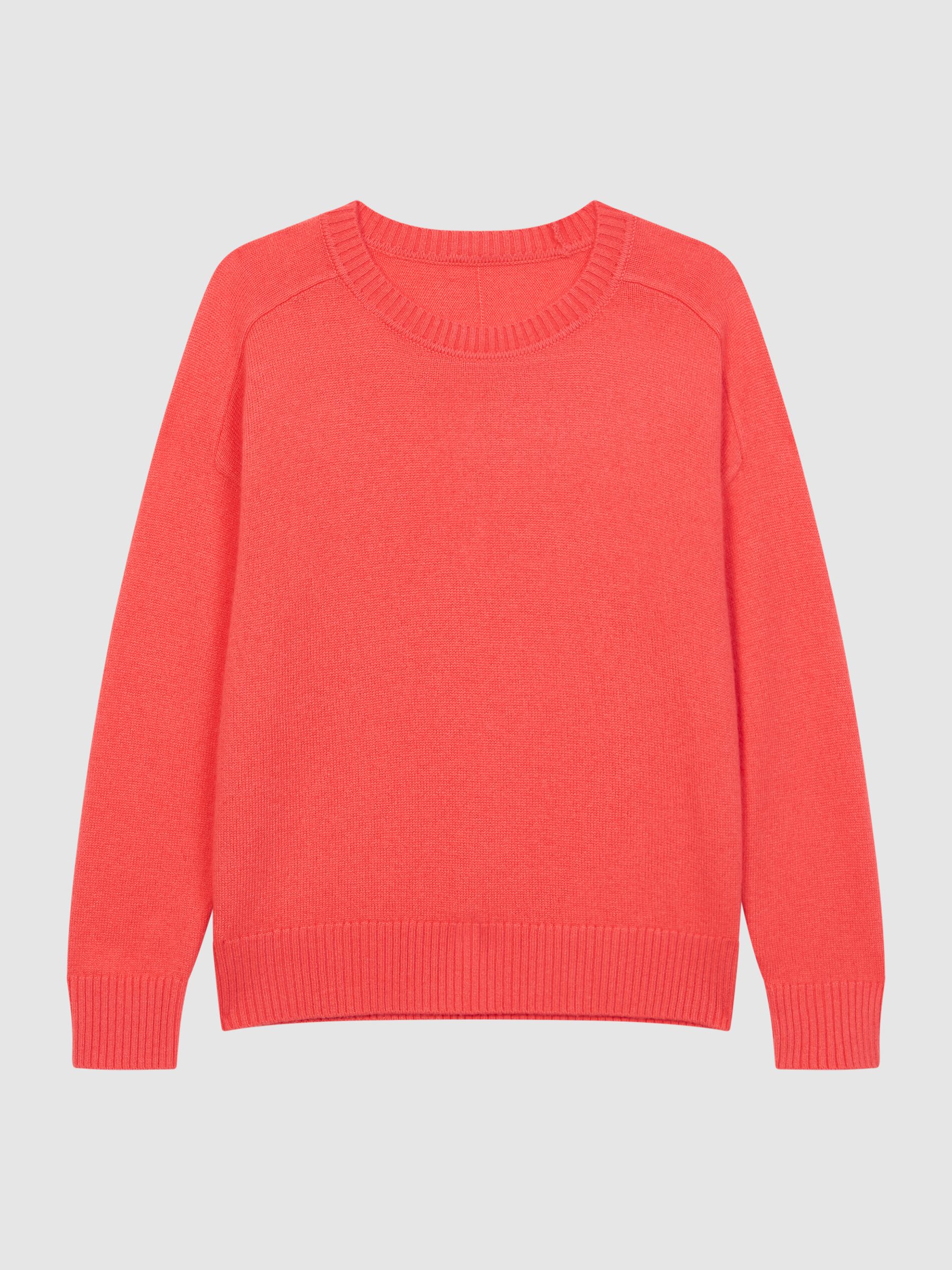 Junior Crew Neck Knitted Jumper in Coral - Image 2 of 7 Junior Crew Neck Knitted Jumper in Coral - Image 2 of 7