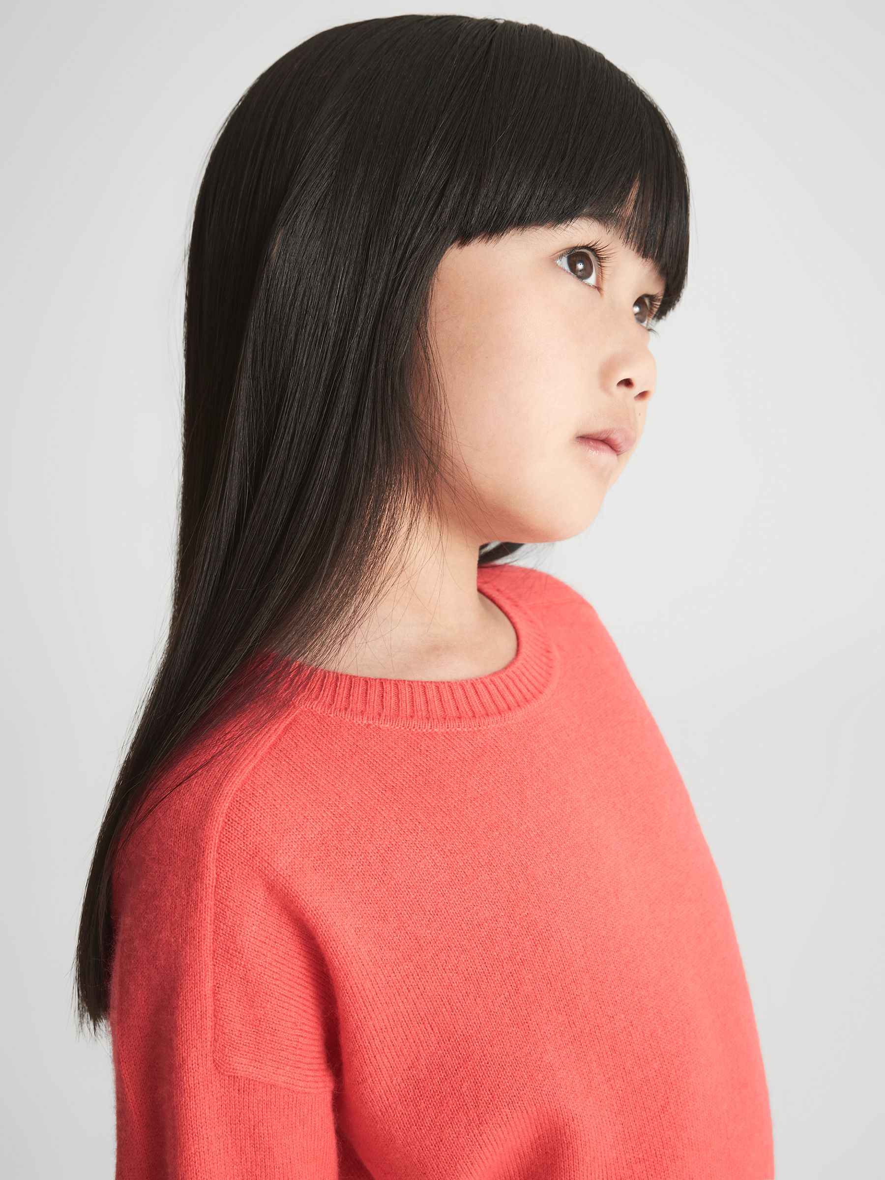 Junior Crew Neck Knitted Jumper in Coral - Image 4 of 7