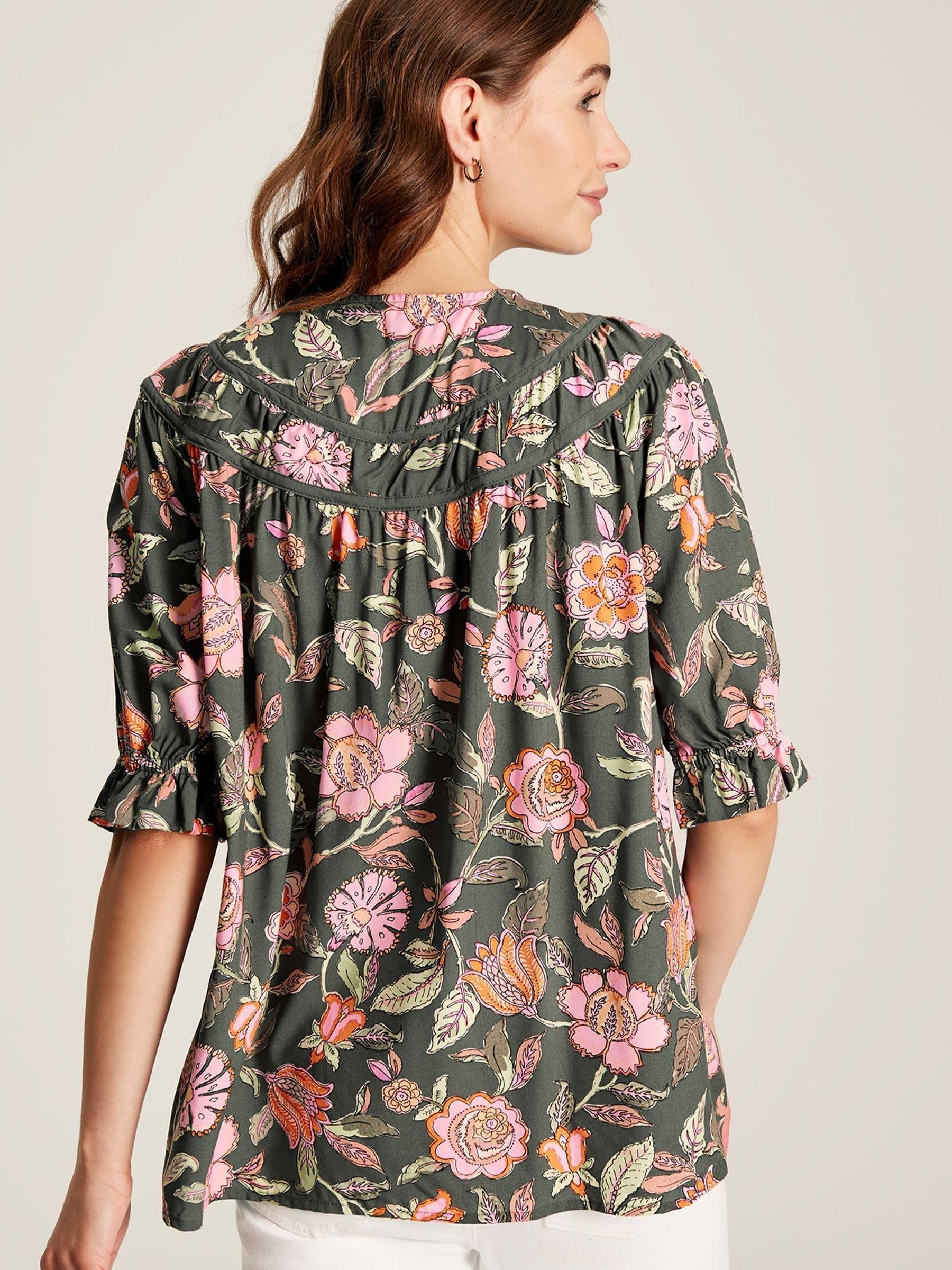 Eloisa Grey Curved Yoke Blouse - Image 2 of 6