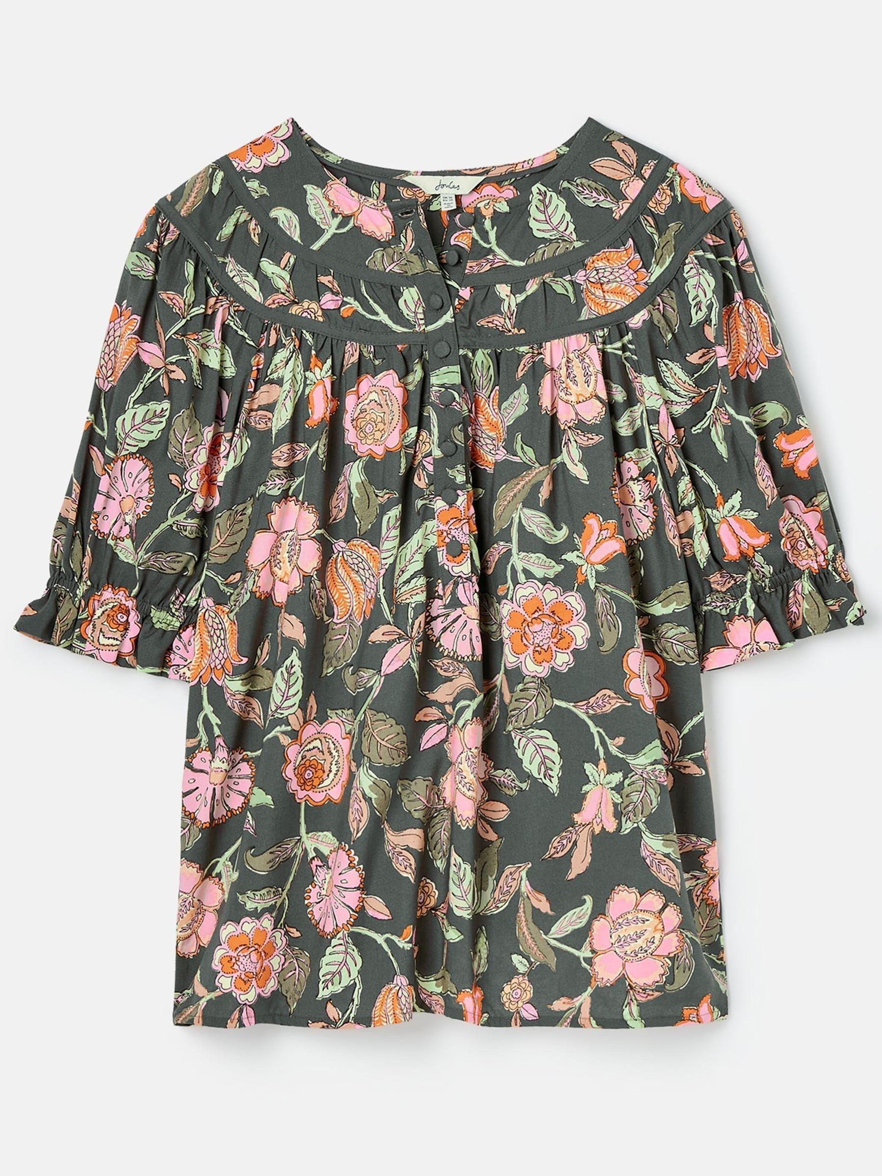 Eloisa Grey Curved Yoke Blouse - Image 6 of 6