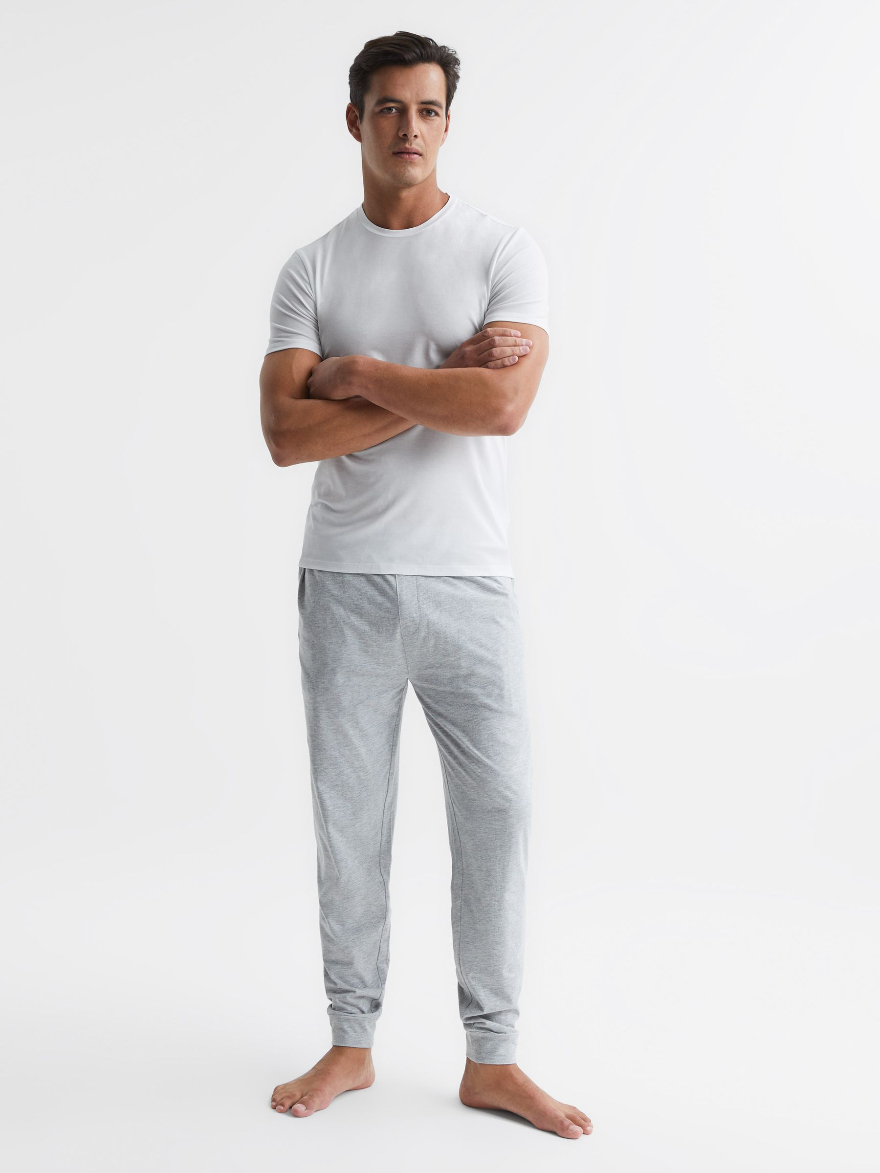 Crew Neck Mercerised Cotton Jersey T-Shirt in White - Image 3 of 6