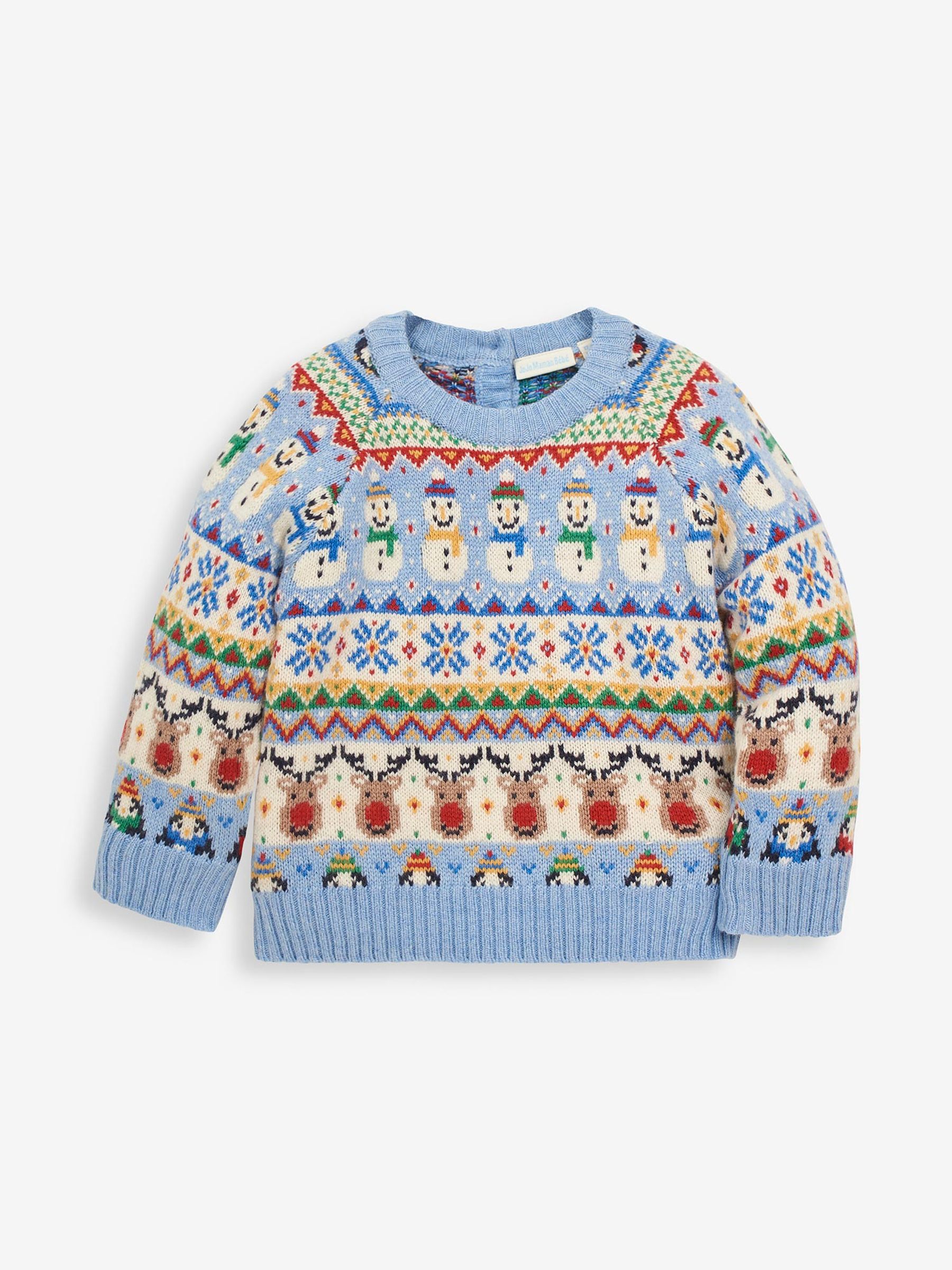 Blue Kids' Snowman Fairisle Pattern Jumper - Image 1 of 5