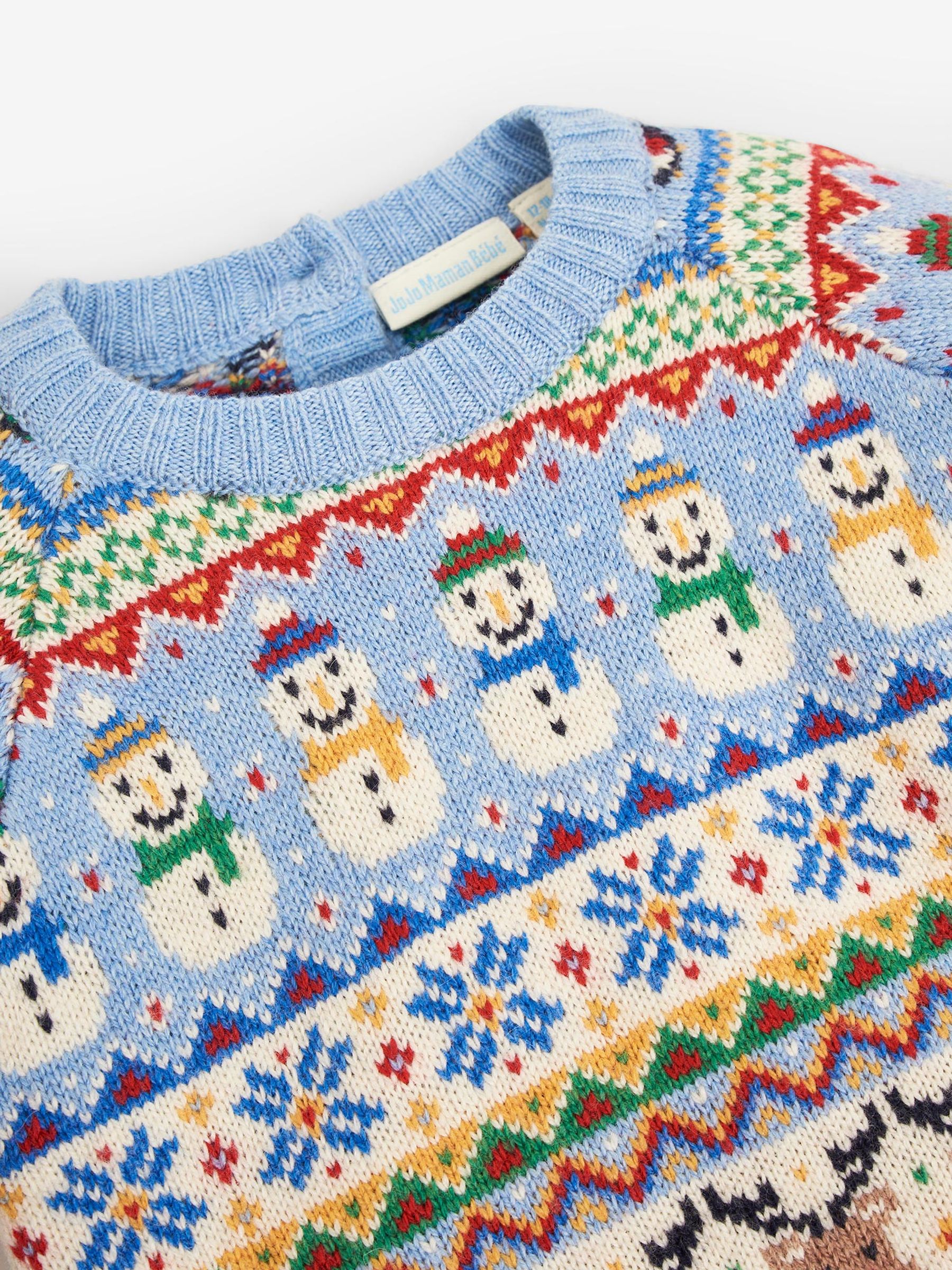 Blue Kids' Snowman Fairisle Pattern Jumper - Image 2 of 5