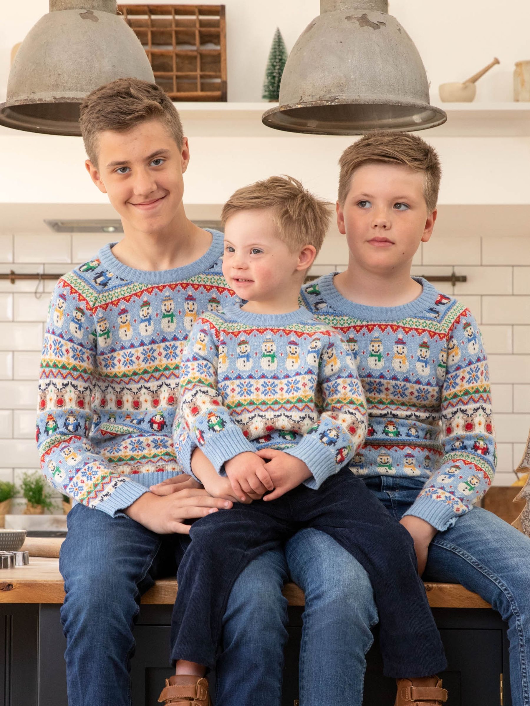 Blue Kids' Snowman Fairisle Pattern Jumper - Image 3 of 5