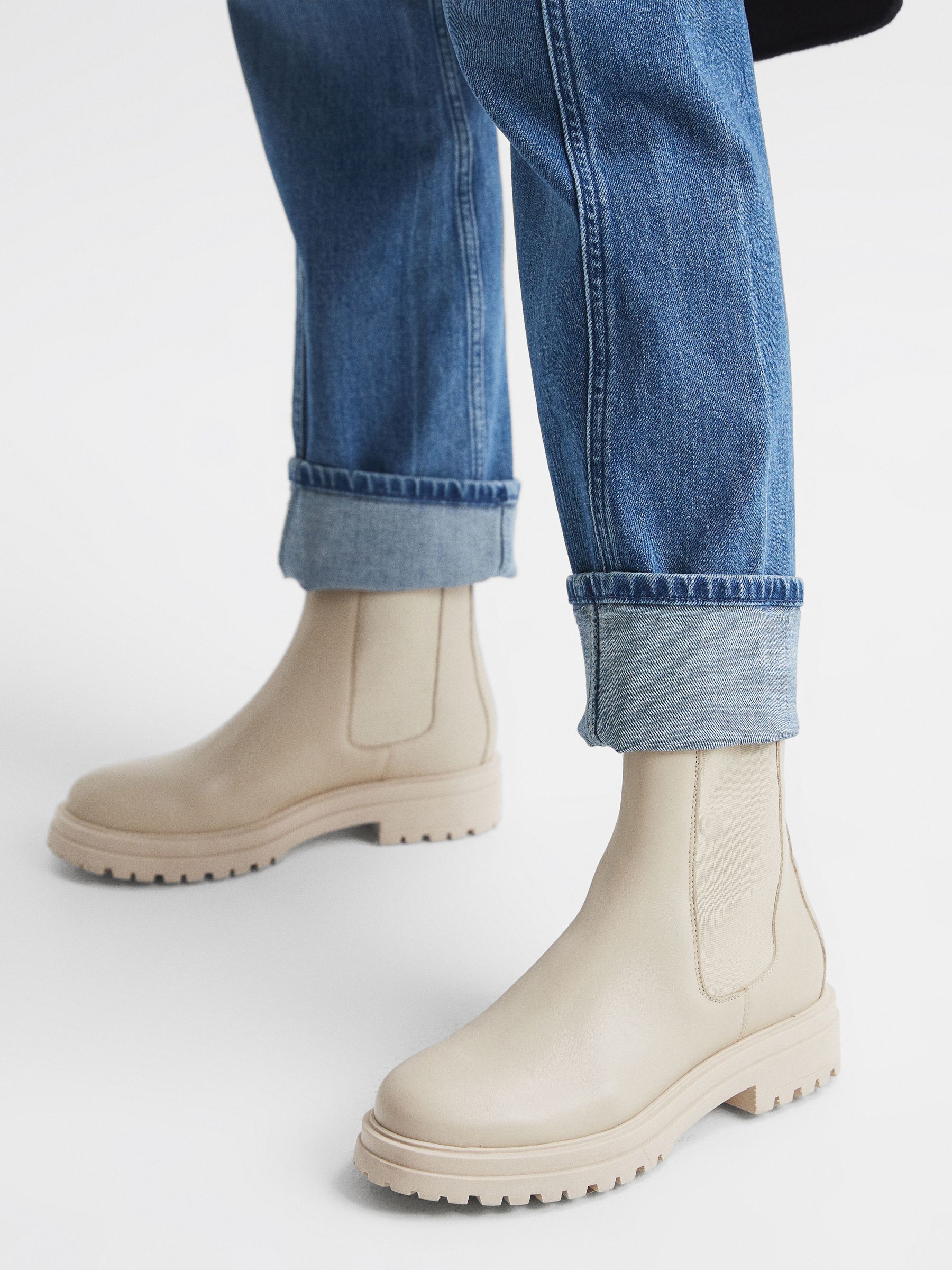 Leather Pull On Chelsea Boots in Soft Camel - Image 3 of 6