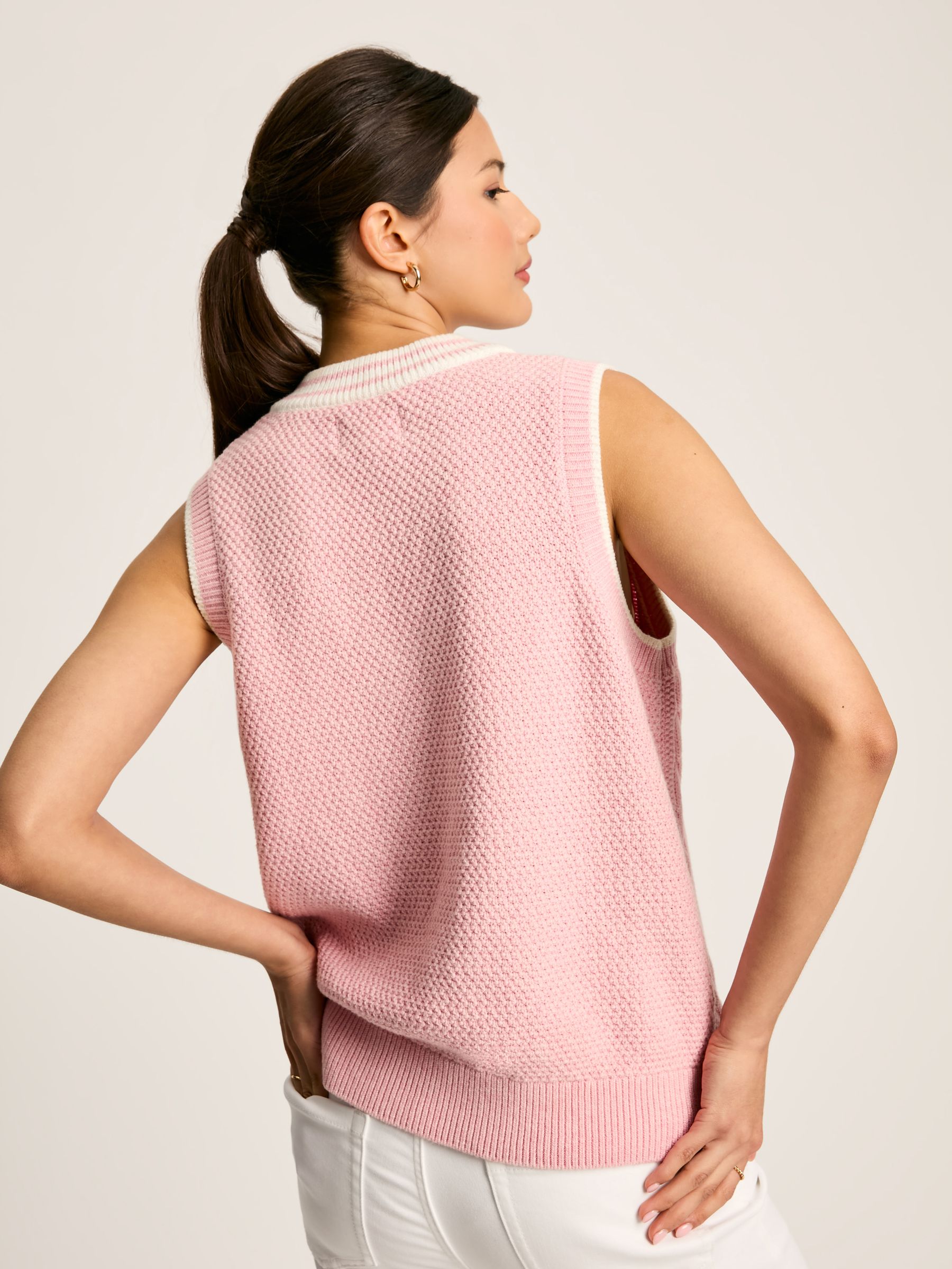 Deuce Pink Cable Knitted V-Neck Vest - Image 2 of 7