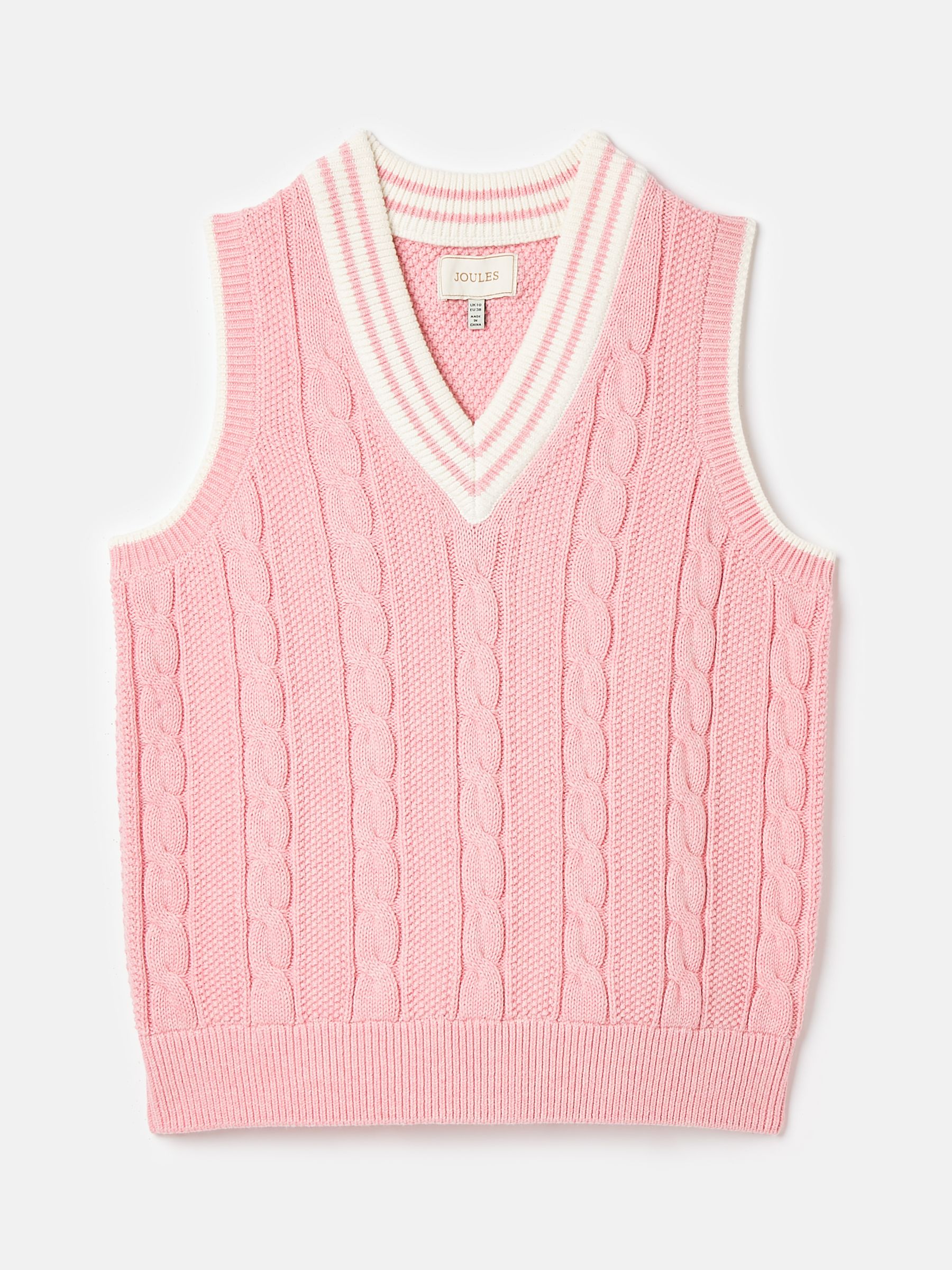 Deuce Pink Cable Knitted V-Neck Vest - Image 7 of 7