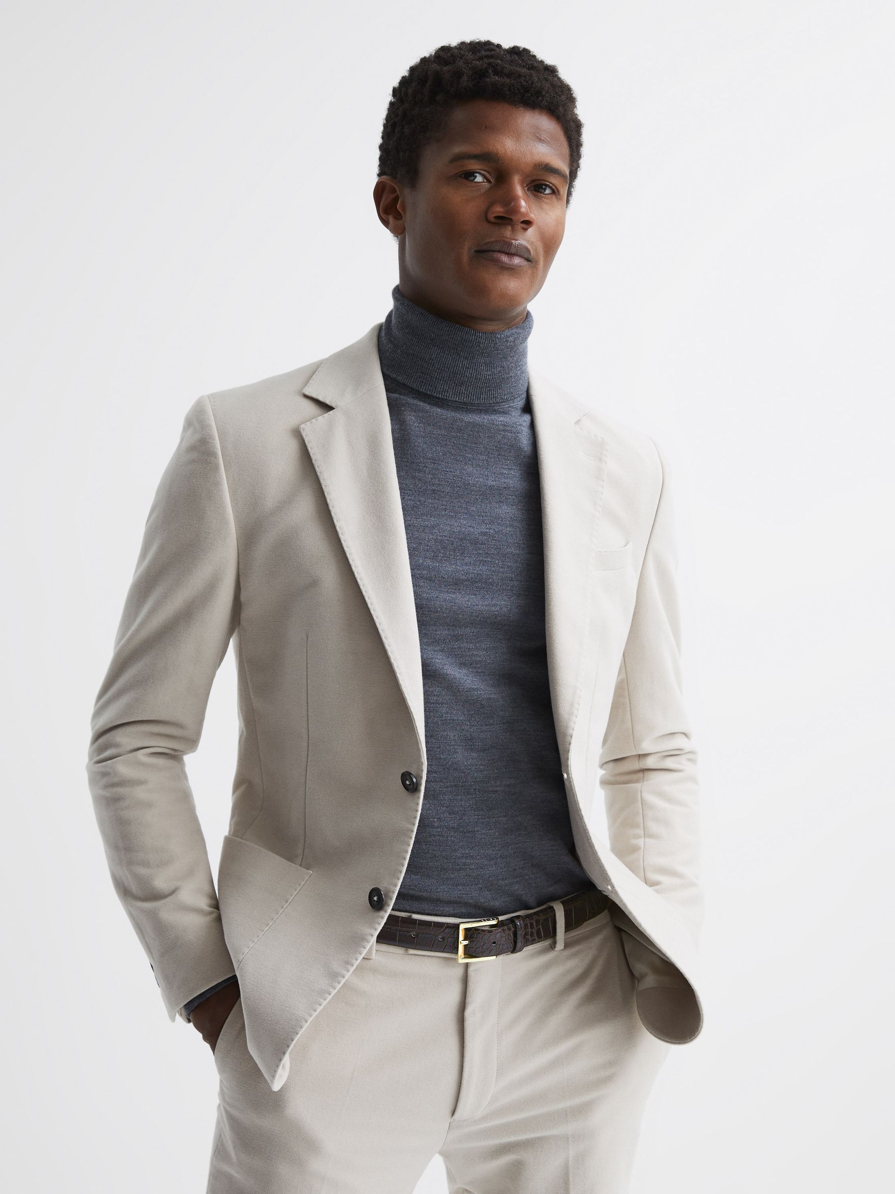 Leather Crocodile Print Belt in Chocolate - Image 9 of 11