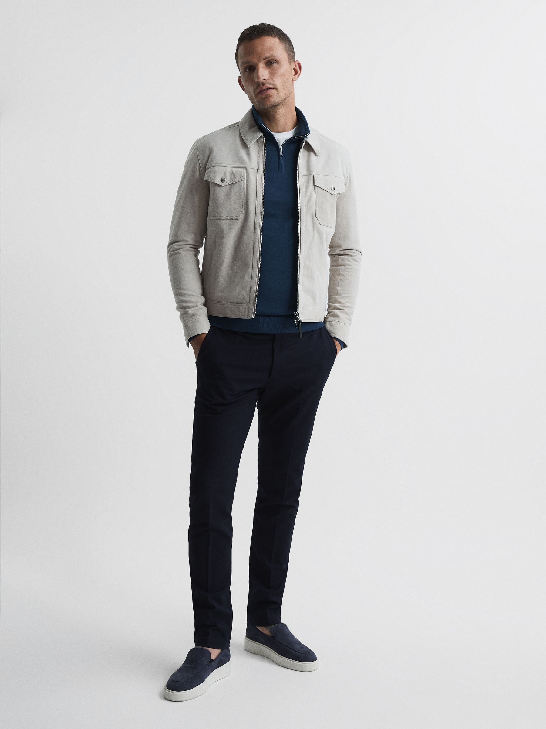 Zip Up Knitted Jumper in Bright Airforce - Image 3 of 7