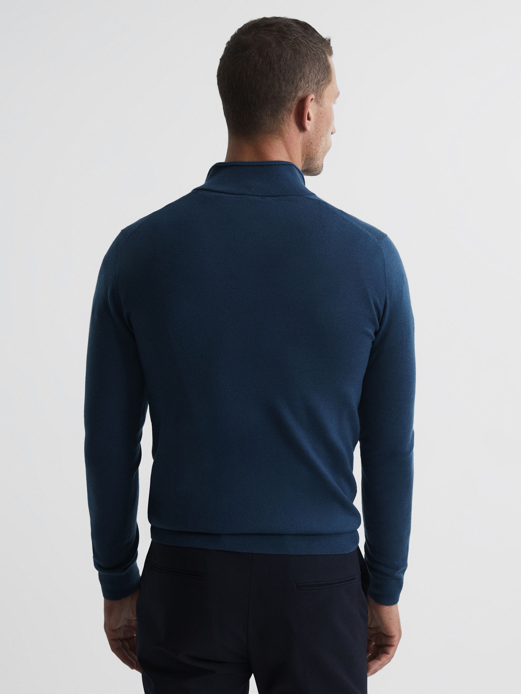 Zip Up Knitted Jumper in Bright Airforce - Image 5 of 7