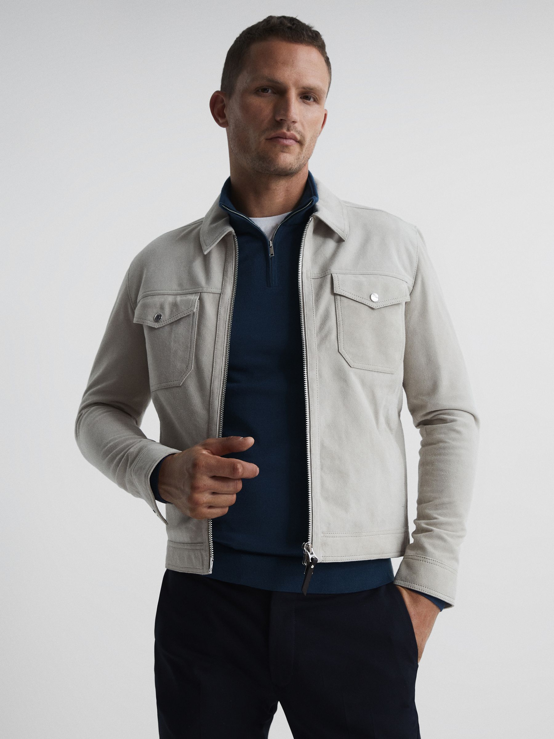 Zip Up Knitted Jumper in Bright Airforce - Image 6 of 7