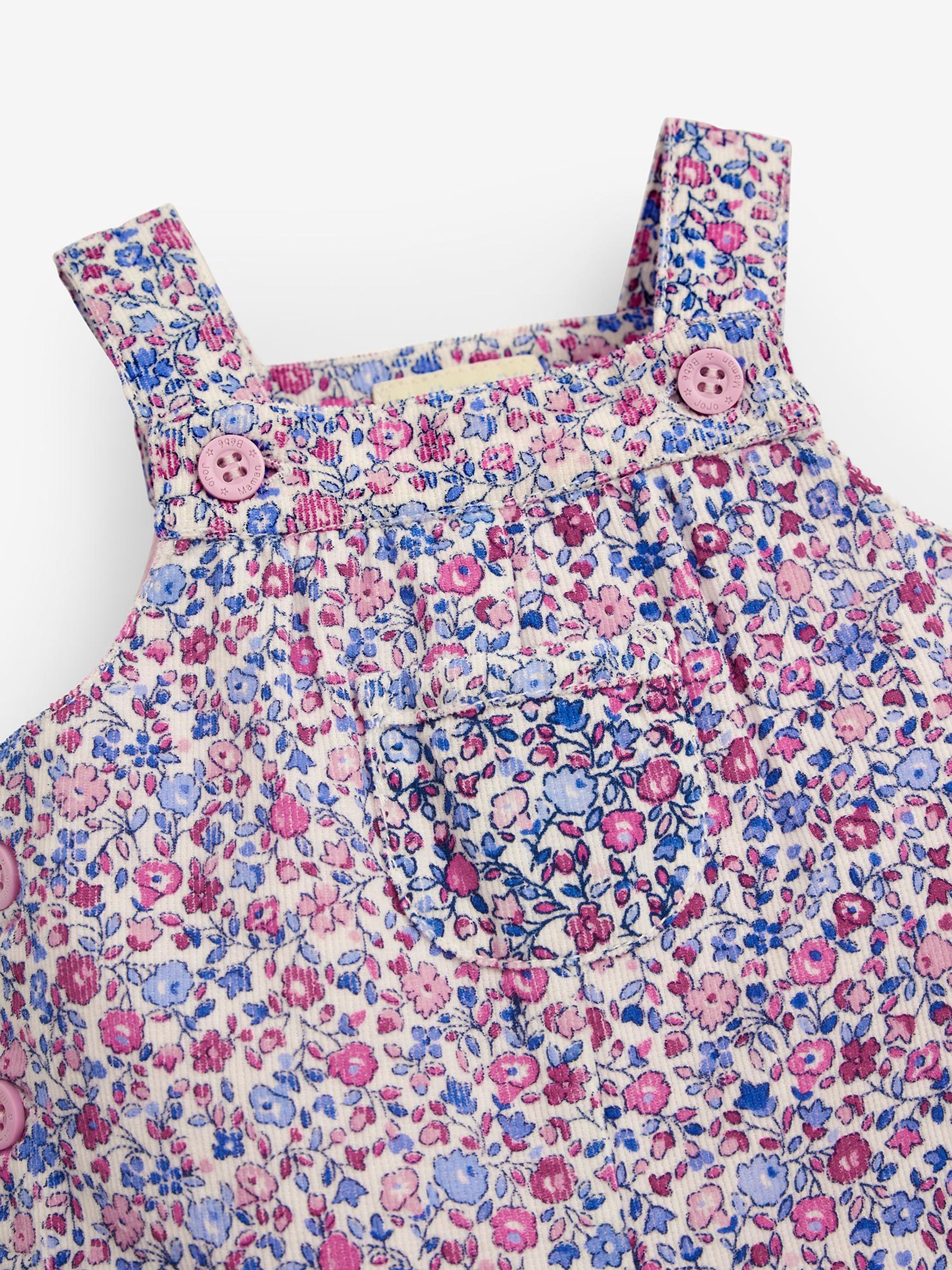 Ditsy Pretty Cord Dungarees in Periwinkle - Image 2 of 2
