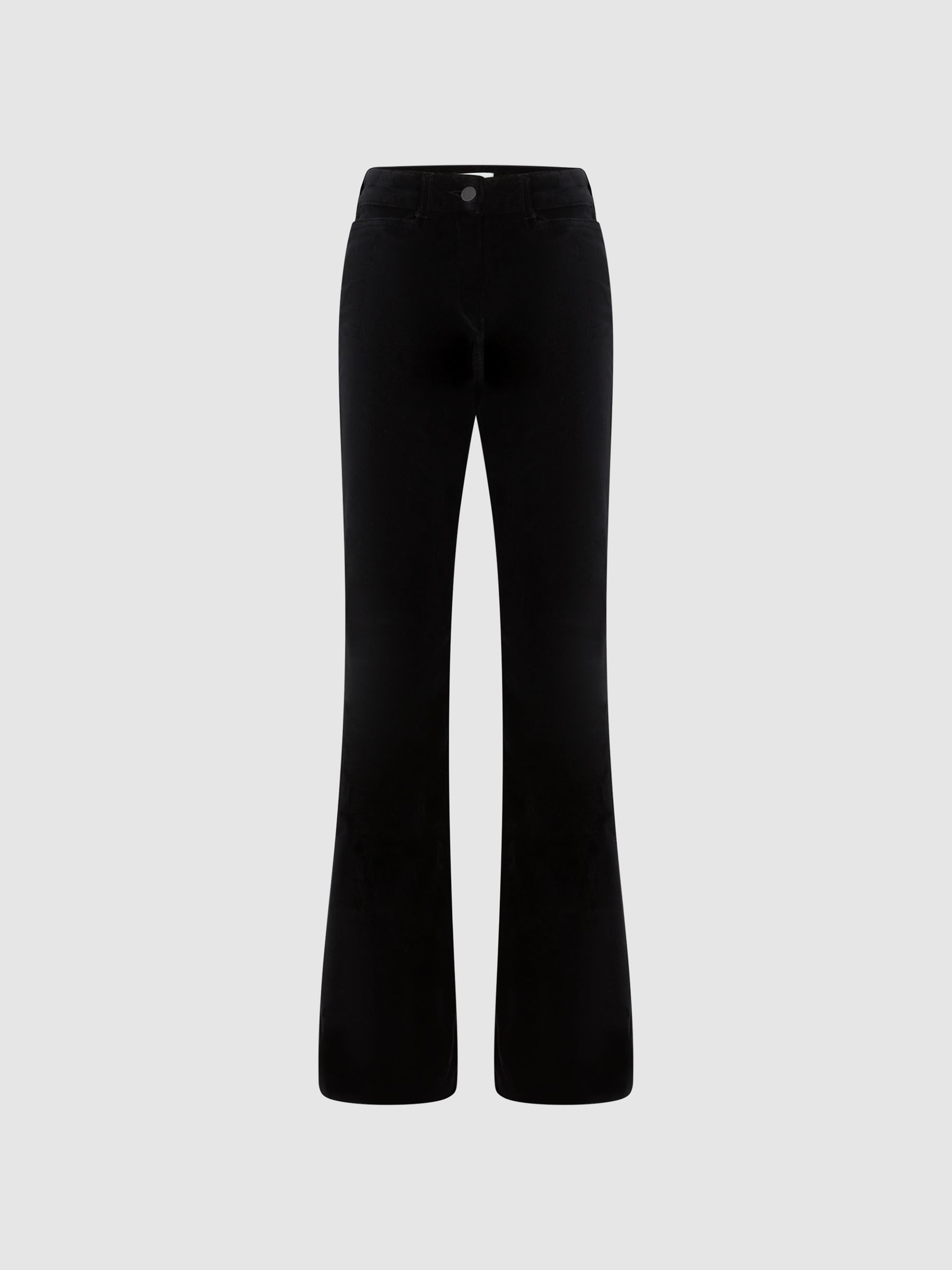 Petite Velvet High Rise Flared Jeans in Black - Image 2 of 7 Petite Velvet High Rise Flared Jeans in Black - Image 2 of 7