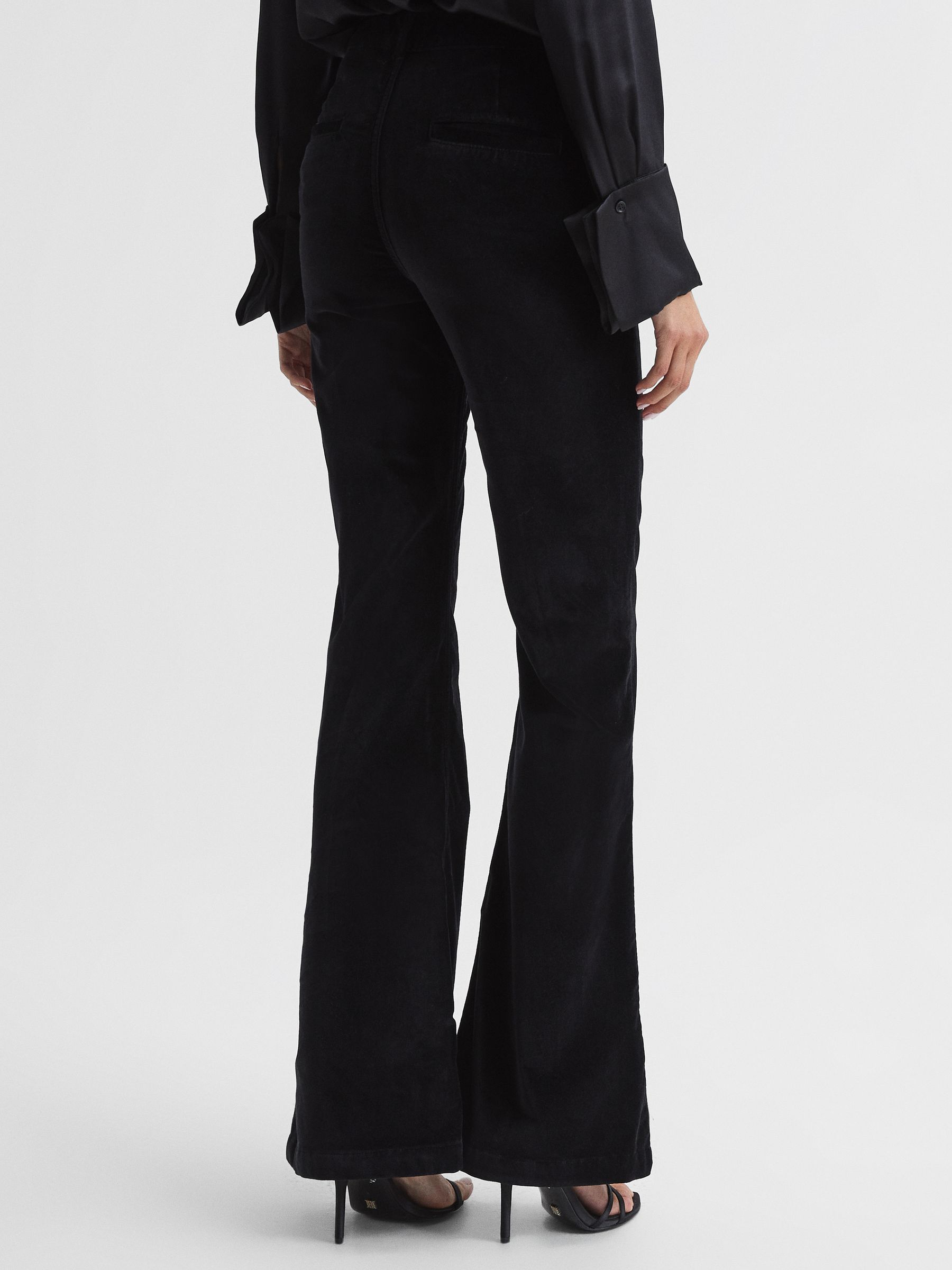 Petite Velvet High Rise Flared Jeans in Black - Image 5 of 7