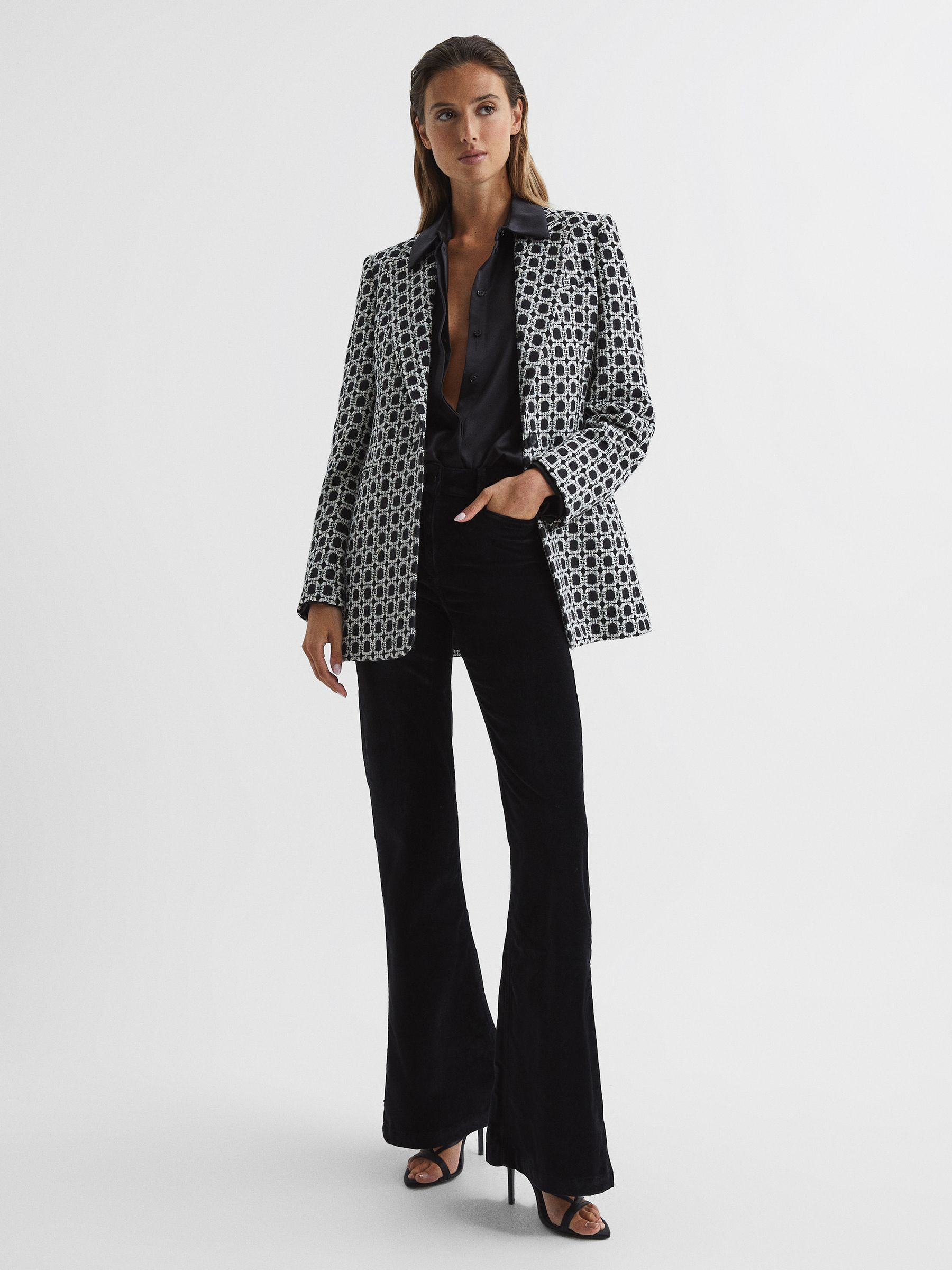 Petite Velvet High Rise Flared Jeans in Black - Image 6 of 7