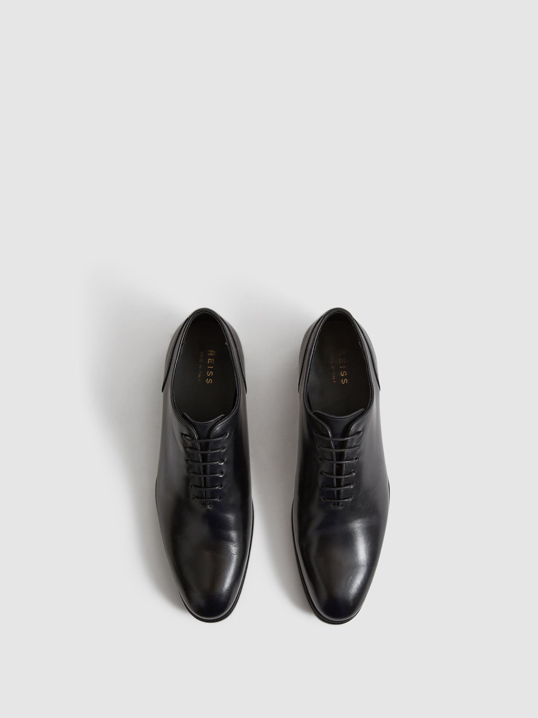 Leather Whole Cut Shoes in Black - Image 3 of 6