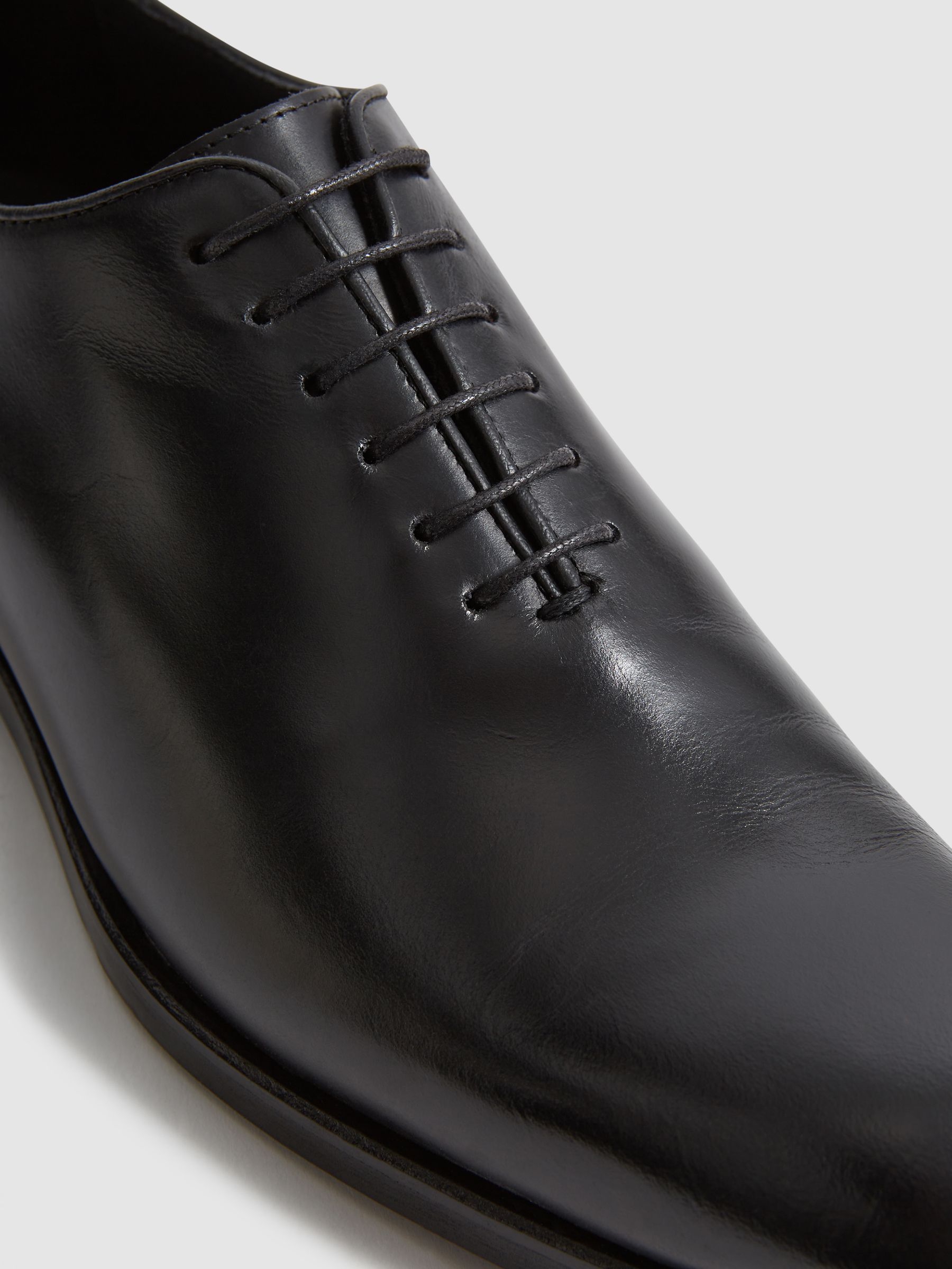 Leather Whole Cut Shoes in Black - Image 5 of 6
