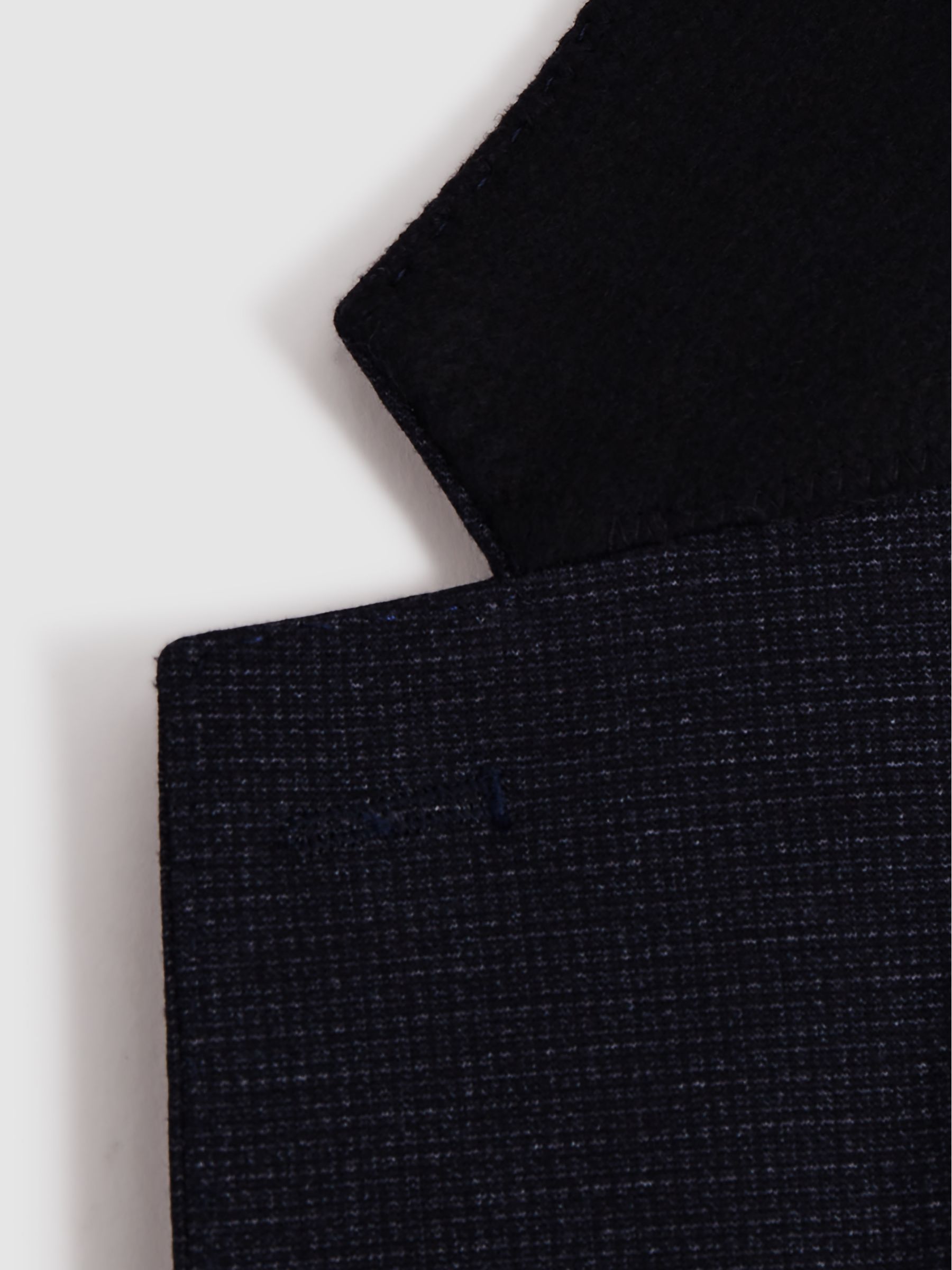 Sob Navy Single Breasted Jersey Textured Slim Fit Blazer - Image 10 of 10