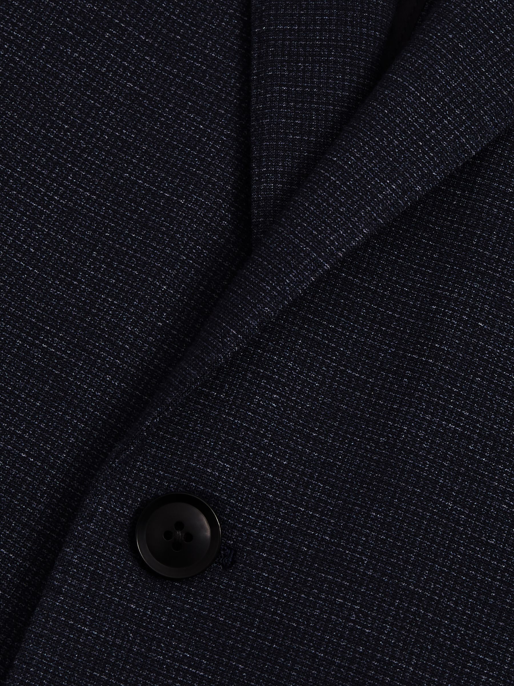 Sob Navy Single Breasted Jersey Textured Slim Fit Blazer - Image 7 of 10