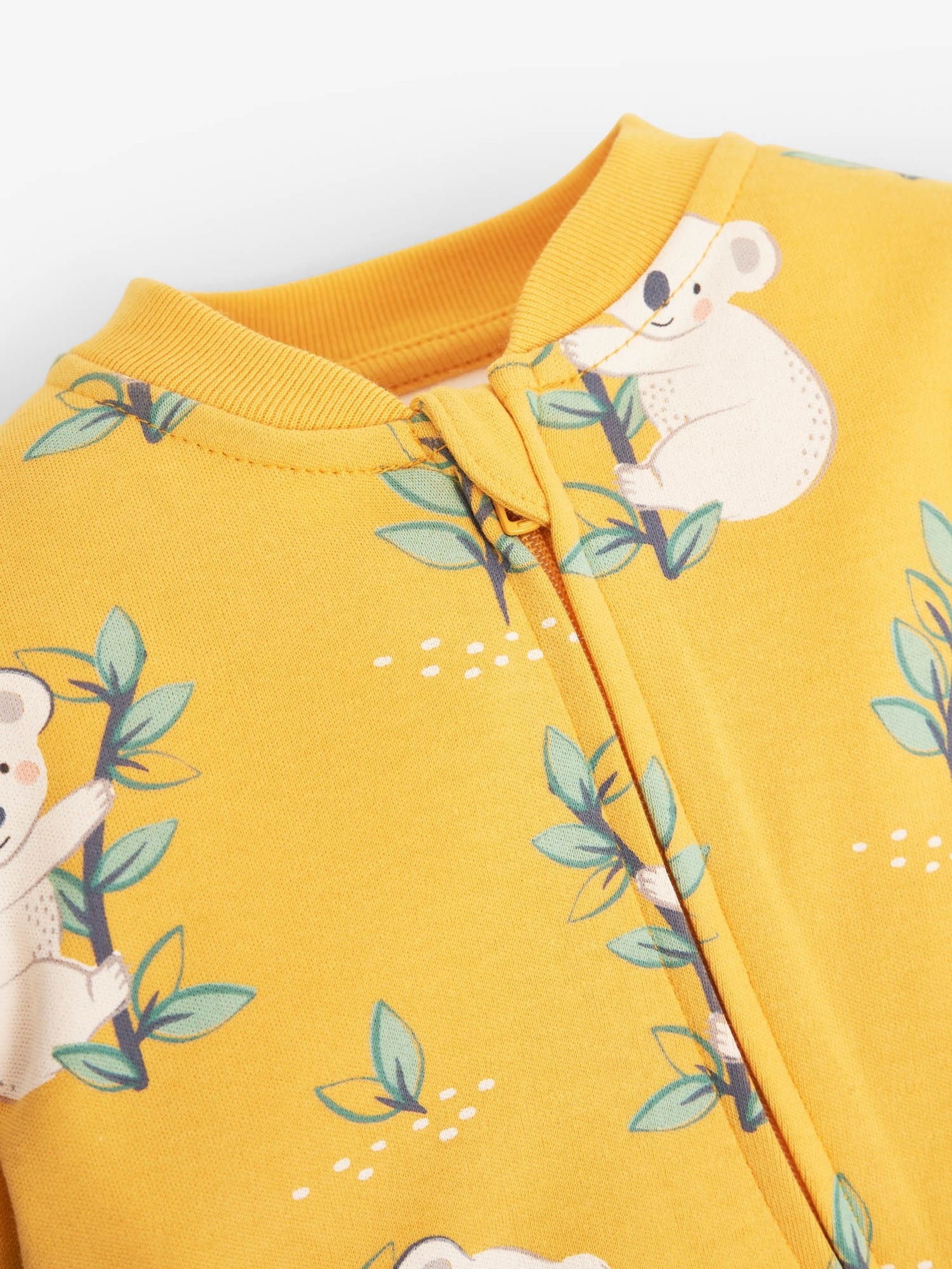Yellow Koala Print Zip Cotton Baby Sleepsuit - Image 3 of 3