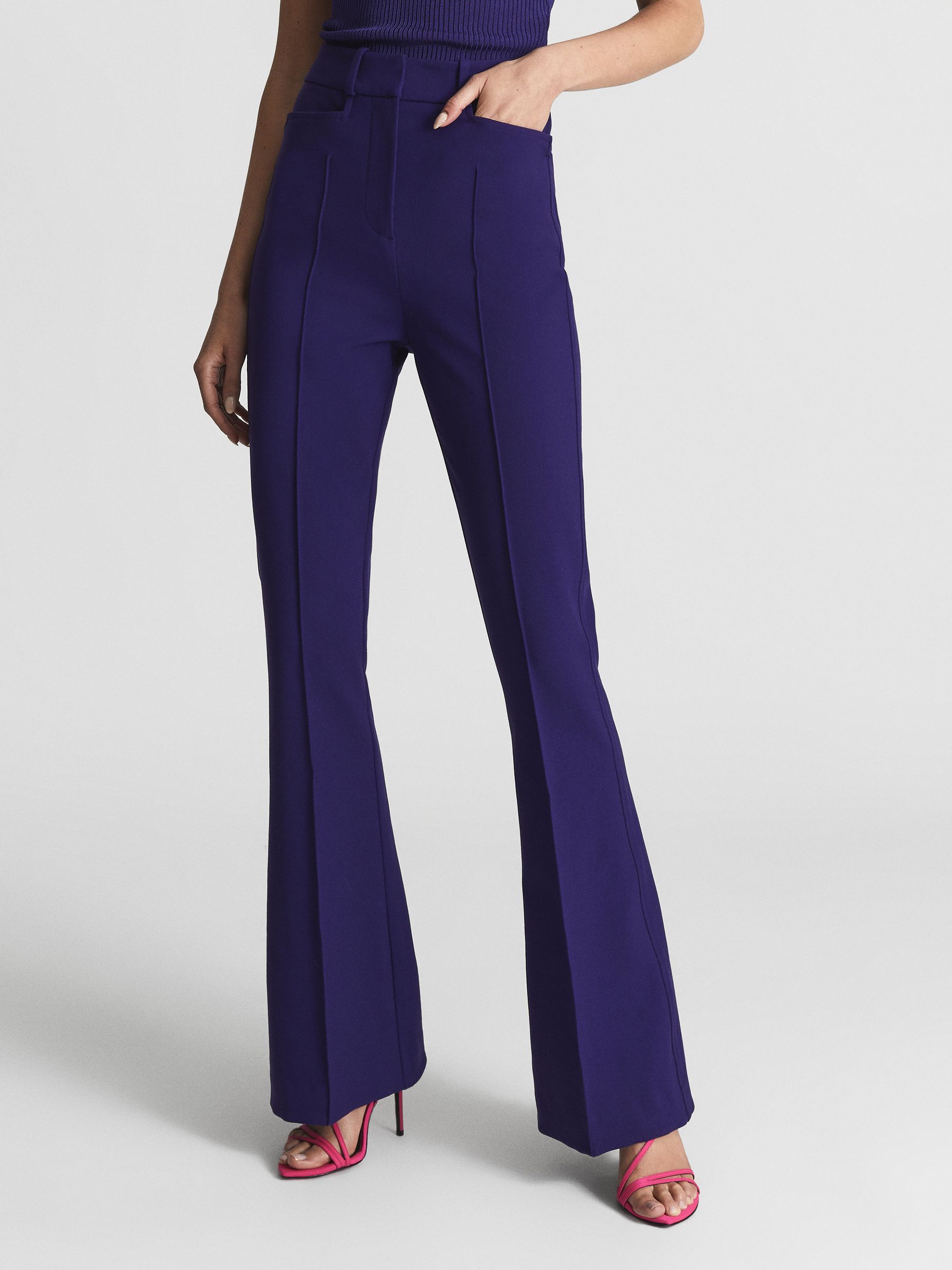 Flared High Rise Trousers in Purple - Image 4 of 6