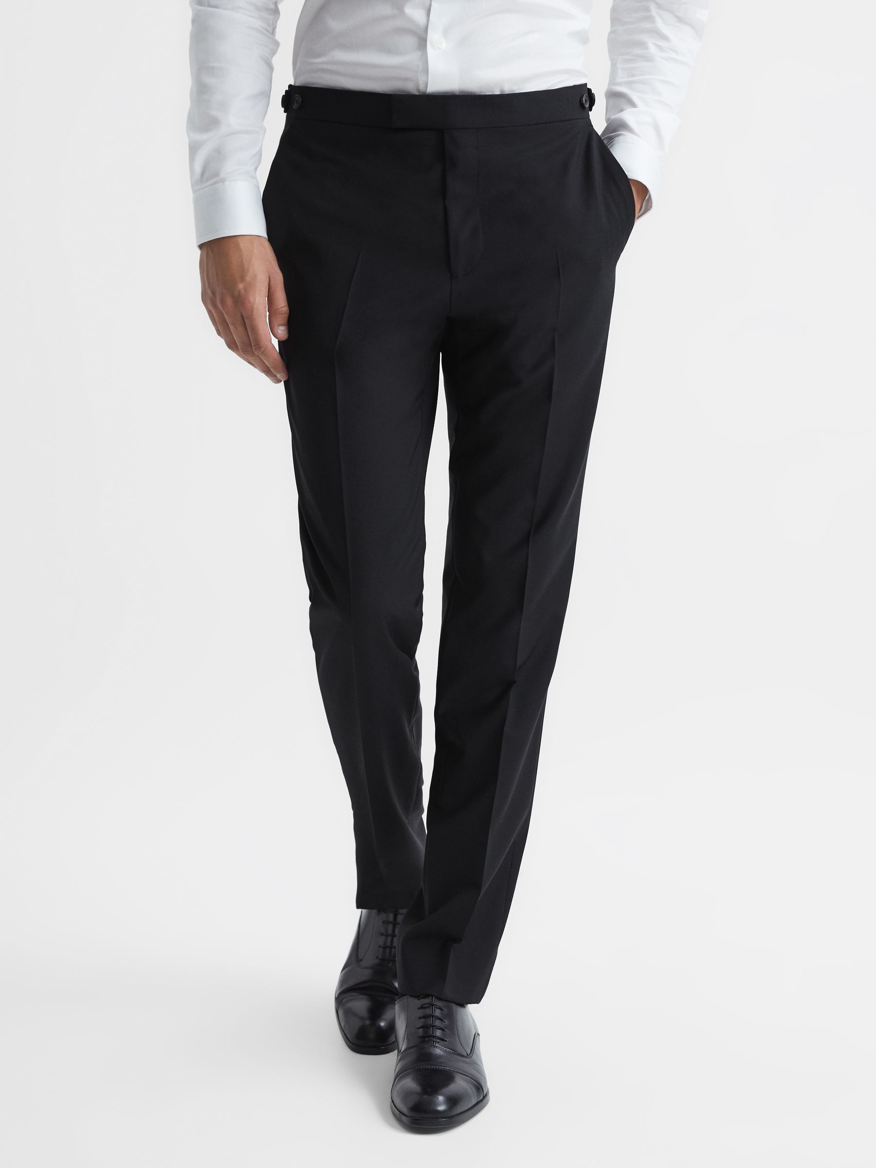 Slim Fit Wool Blend Trousers in Black - Image 1 of 5