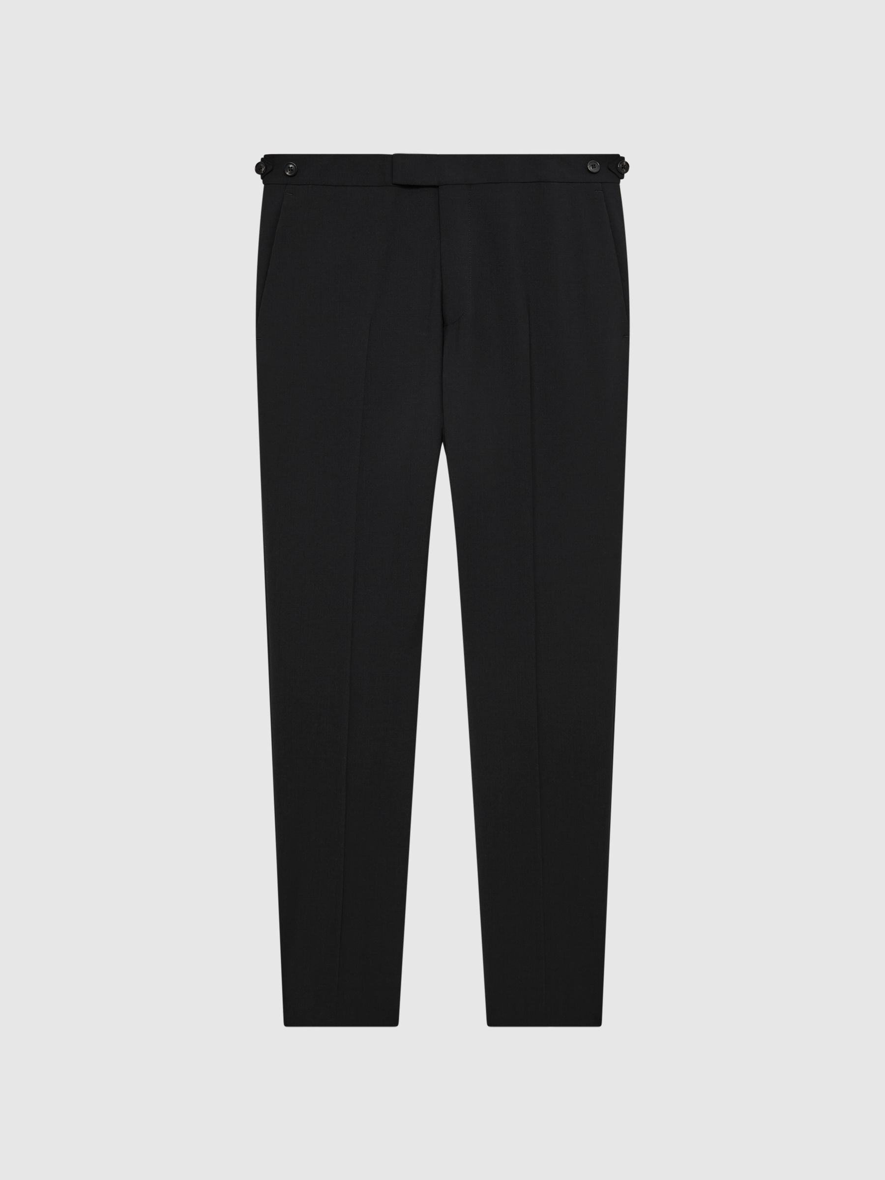 Slim Fit Wool Blend Trousers in Black - Image 2 of 5