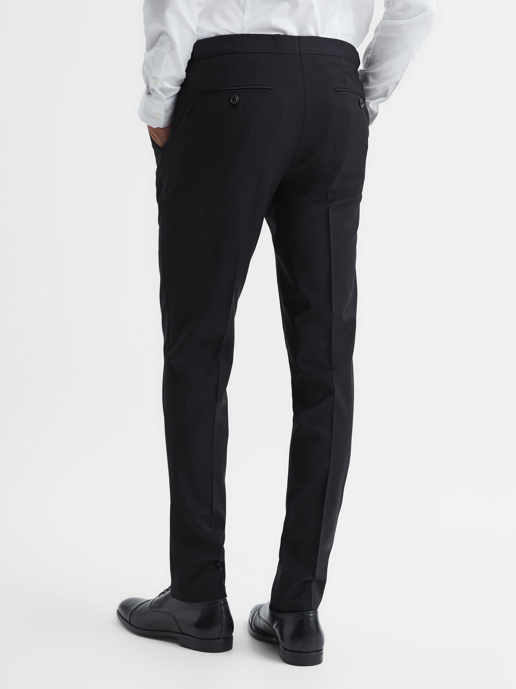 Slim Fit Wool Blend Trousers in Black - Image 5 of 5