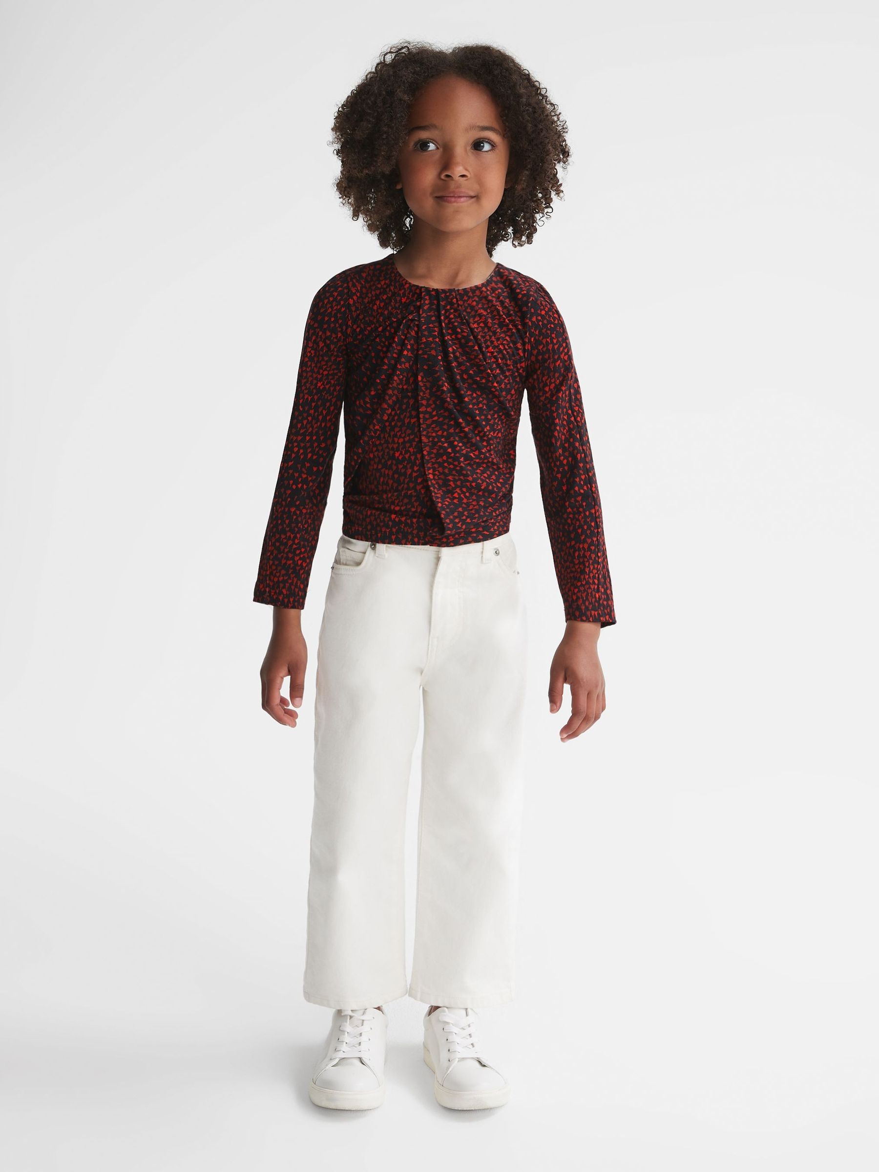 Senior Printed Twist Front Jersey Top in Black Print - Image 1 of 5