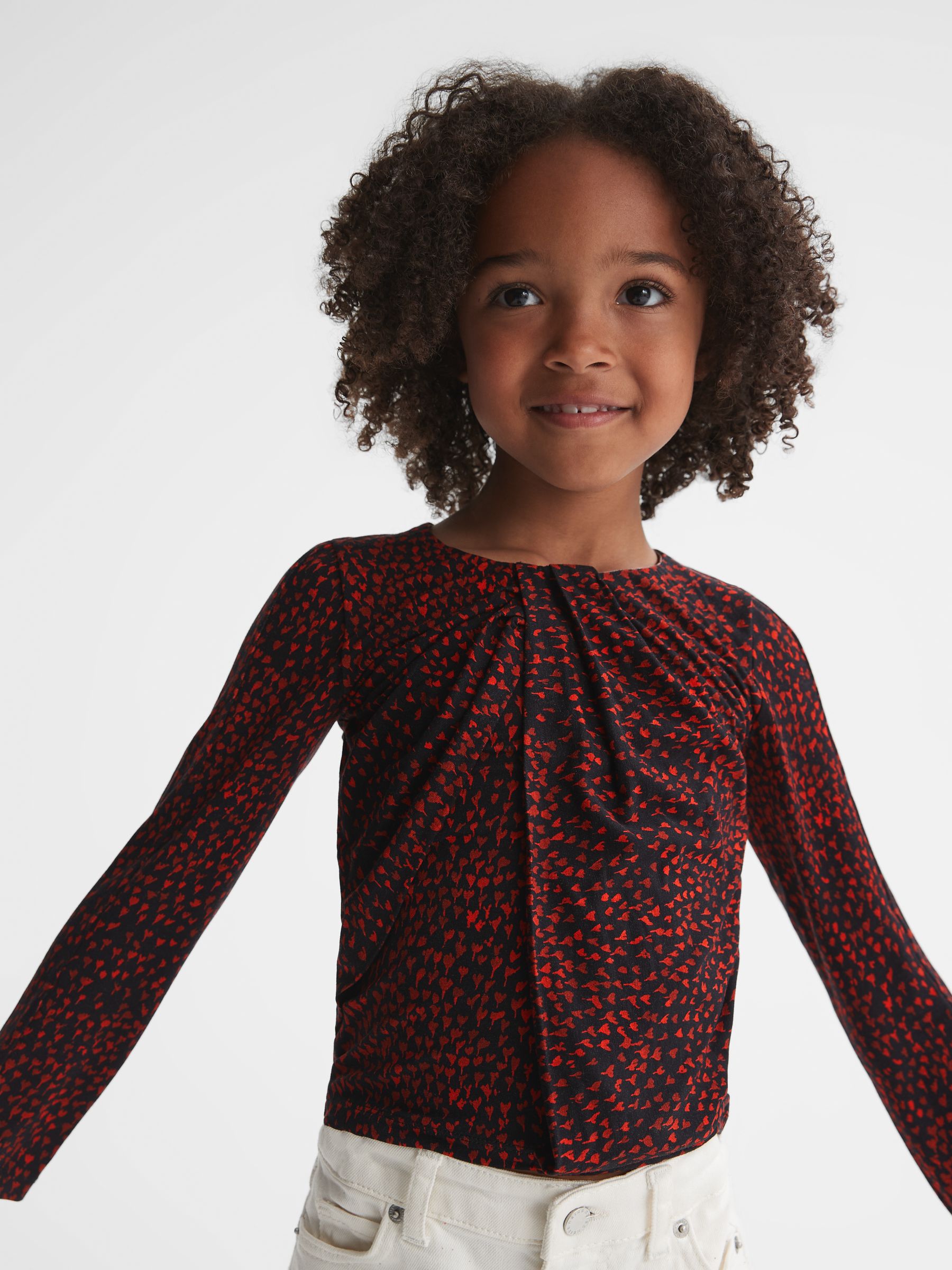 Senior Printed Twist Front Jersey Top in Black Print - Image 3 of 5