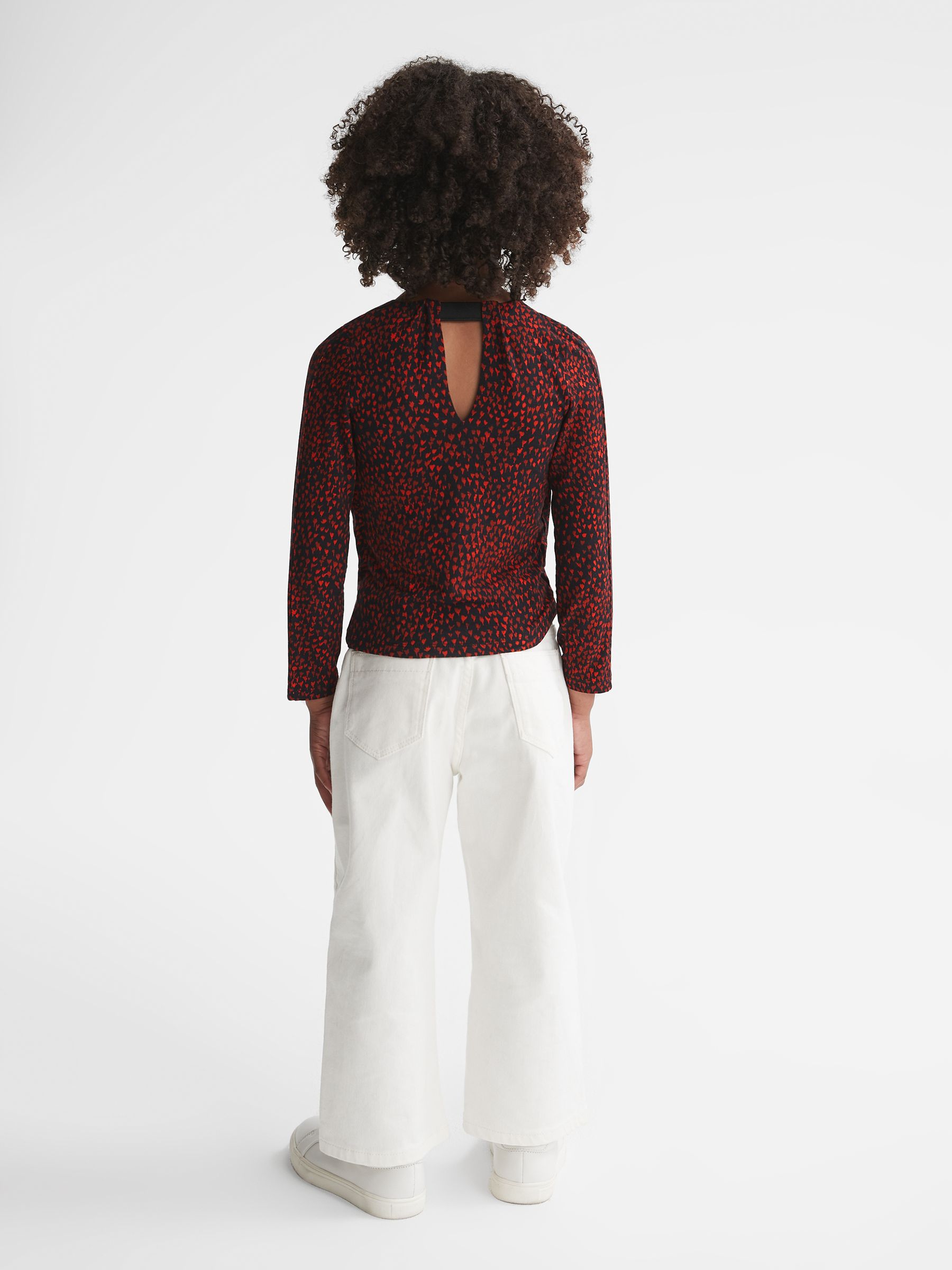 Senior Printed Twist Front Jersey Top in Black Print - Image 4 of 5