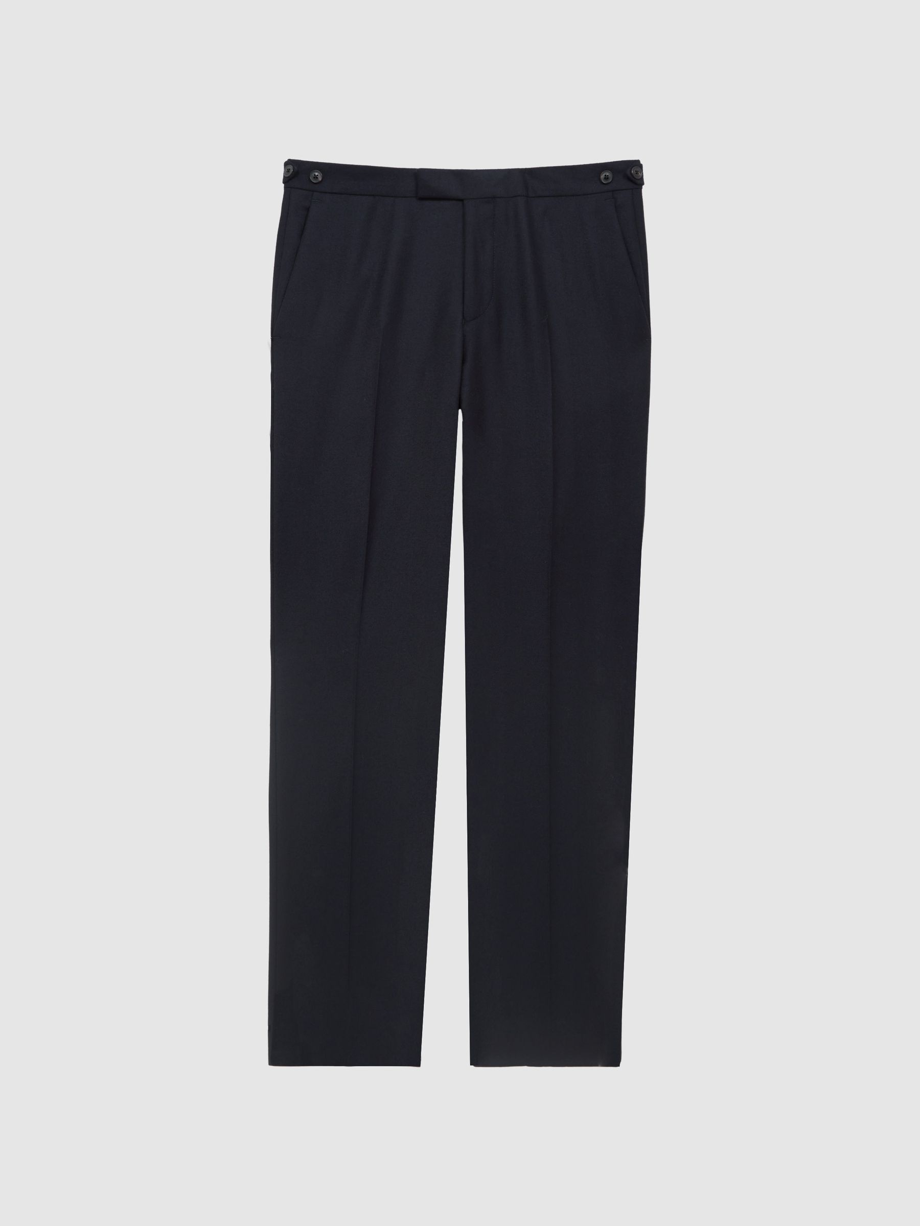 Edition T Navy Herringbone Wool Slim Fit Trousers - Image 2 of 5 Edition T Navy Herringbone Wool Slim Fit Trousers - Image 2 of 5