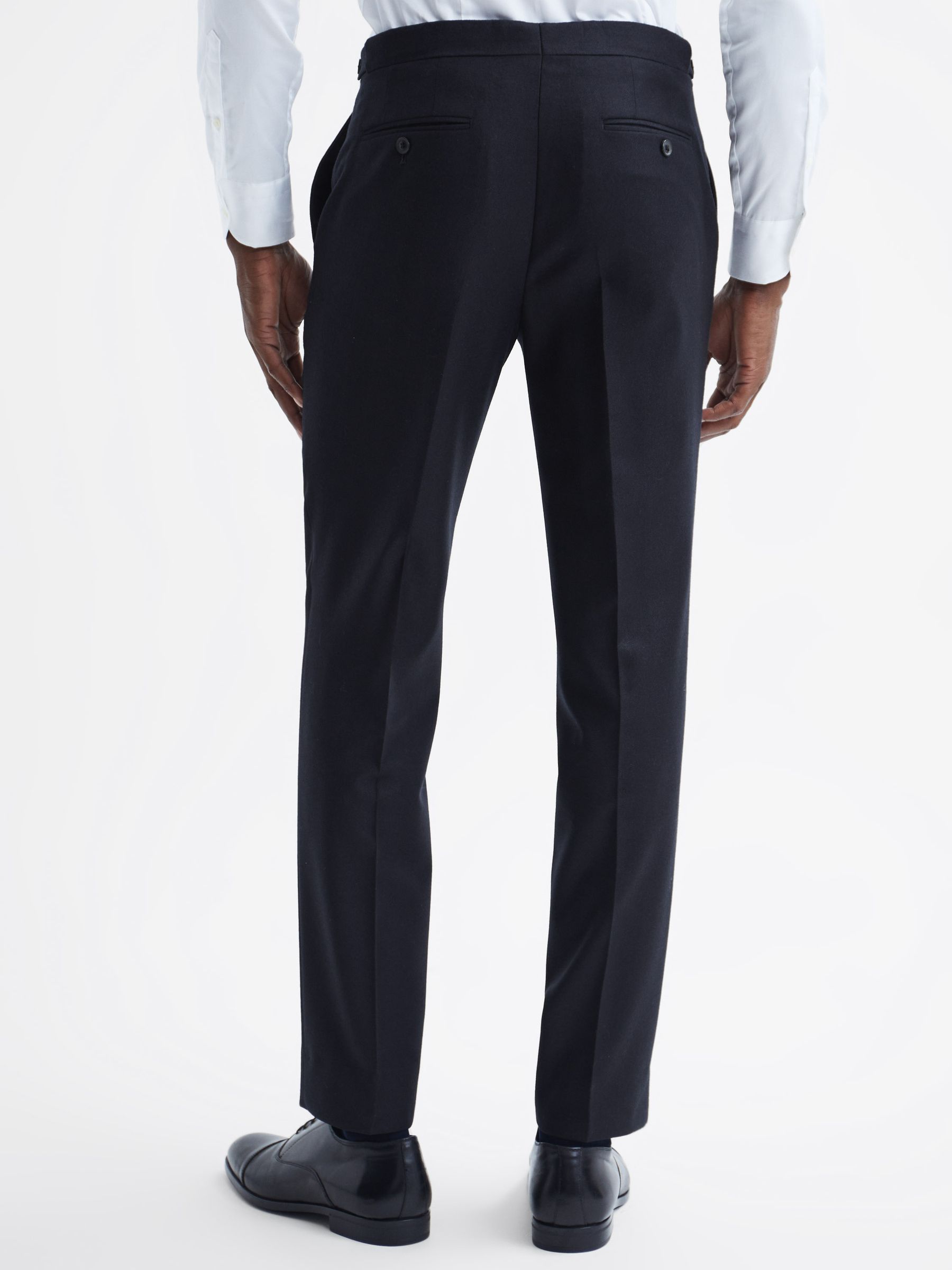 Edition T Navy Herringbone Wool Slim Fit Trousers - Image 5 of 5