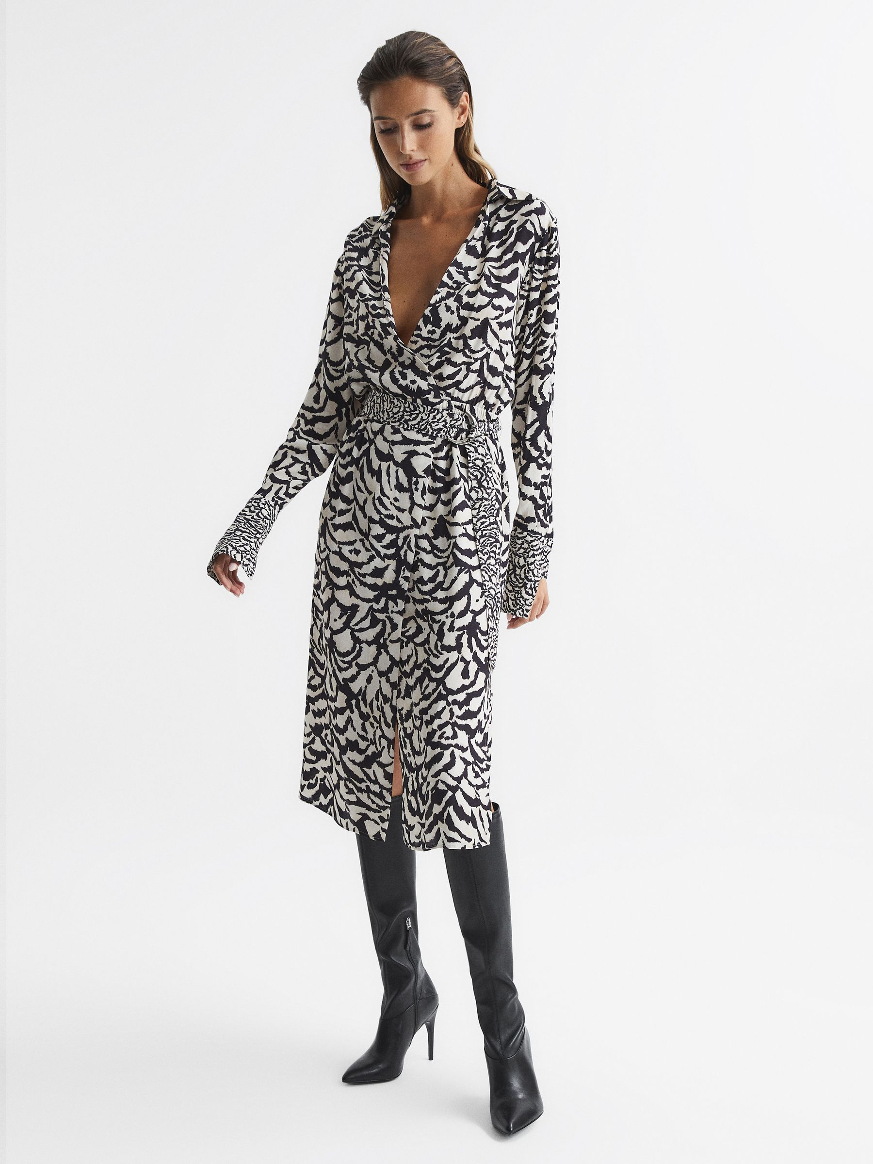 Knee High Leather Boots in Black - Image 2 of 6