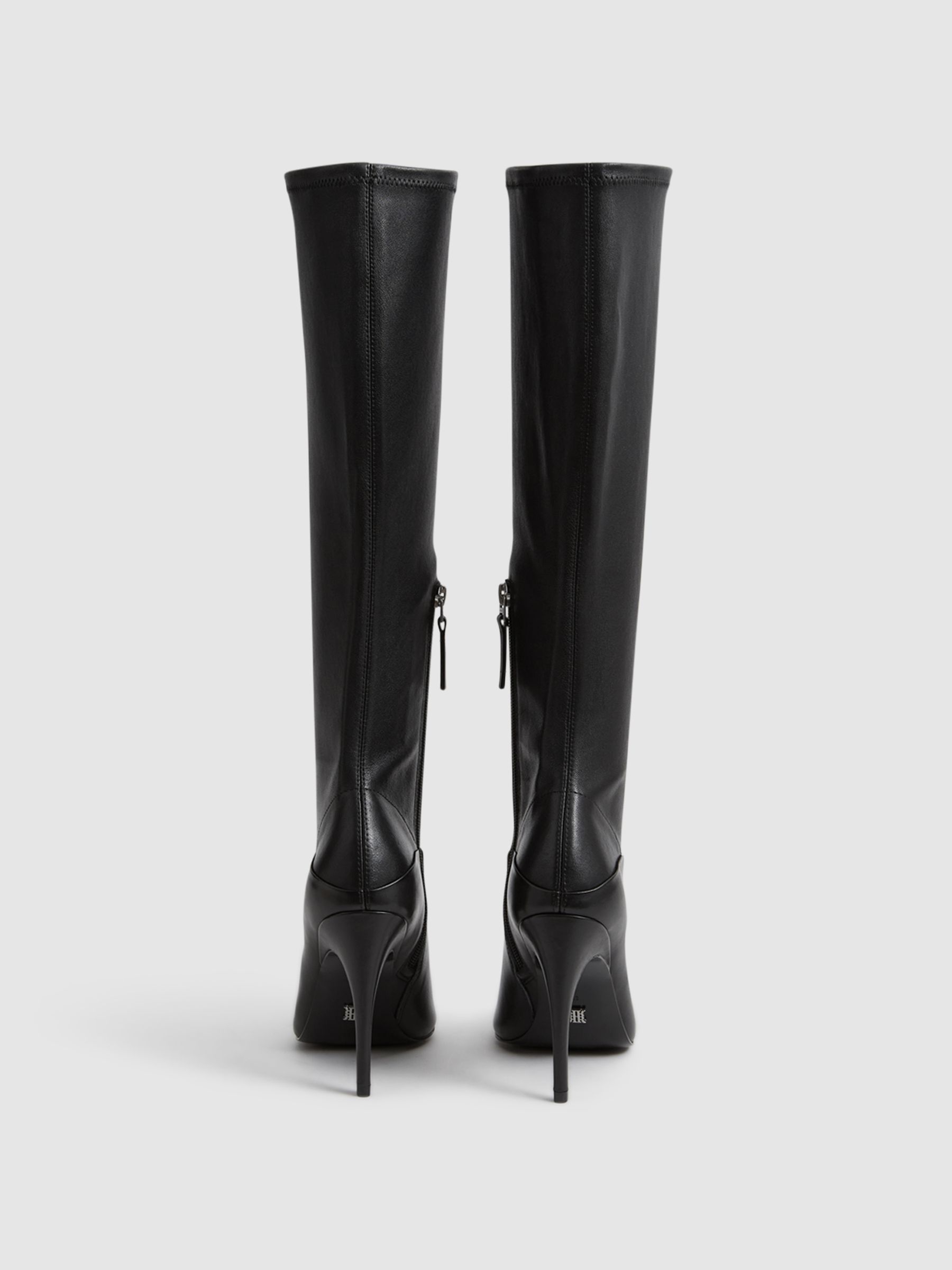Knee High Leather Boots in Black - Image 5 of 6