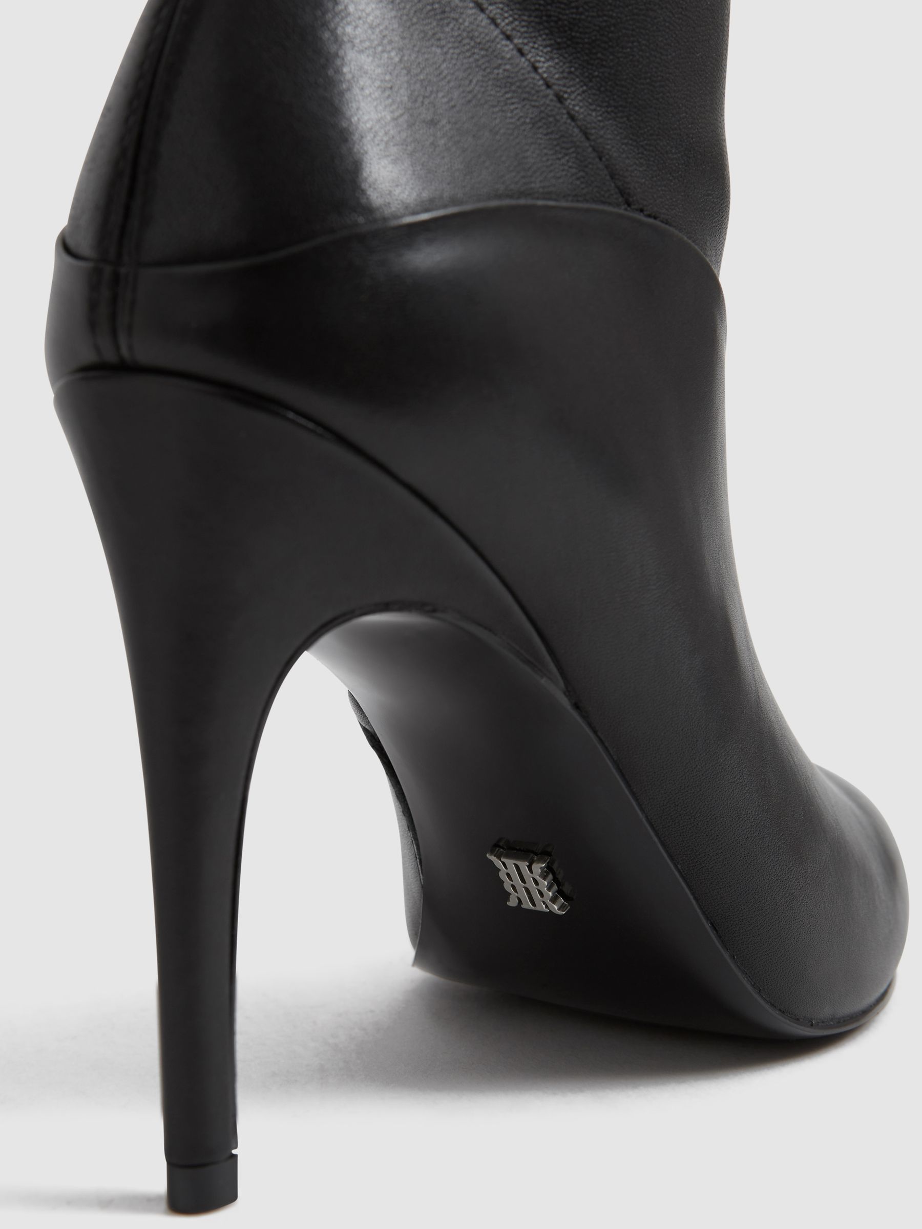 Knee High Leather Boots in Black - Image 6 of 6