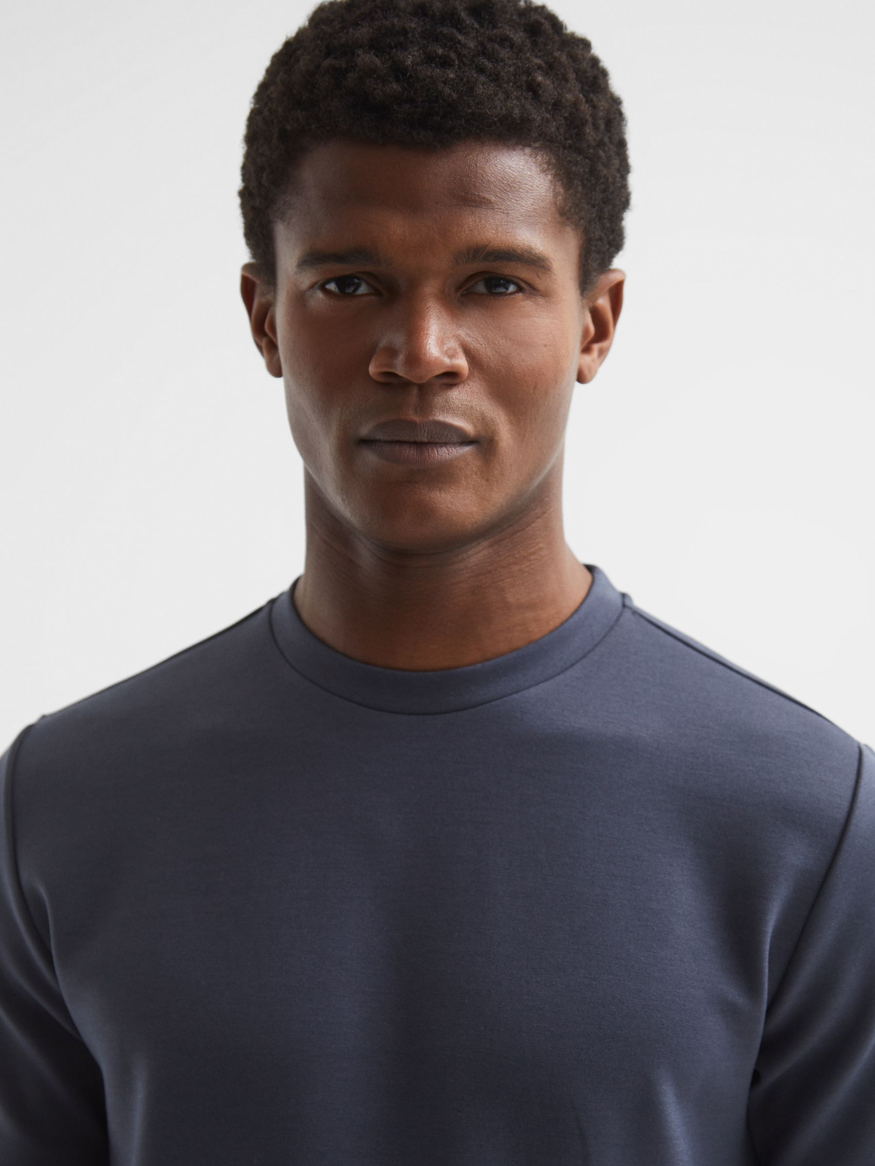 Interlock Jersey Crew Neck T-Shirt in Airforce Blue - Image 4 of 6